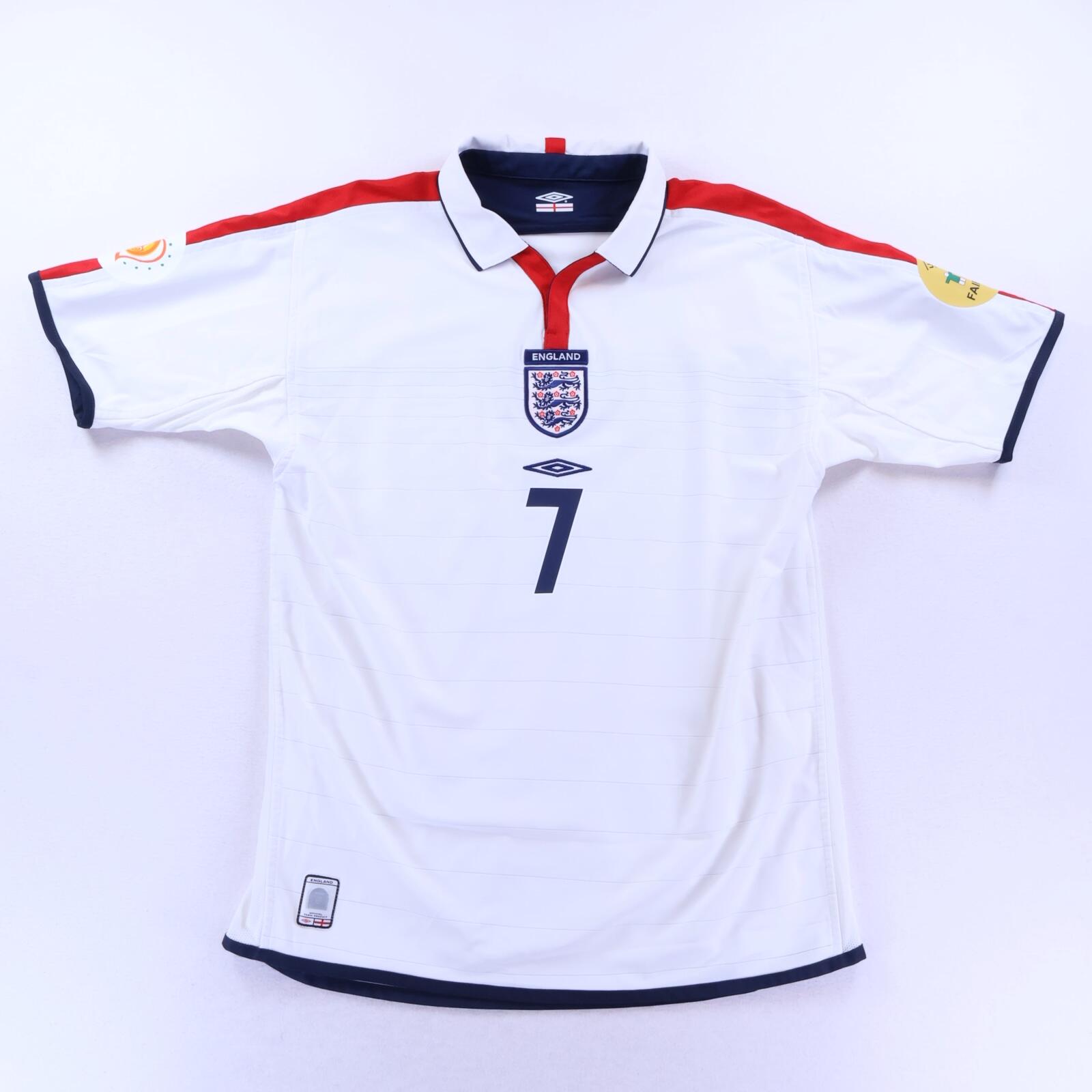 England Beckham #7 2003/05 Home Shirt - Reversible - L- BACK