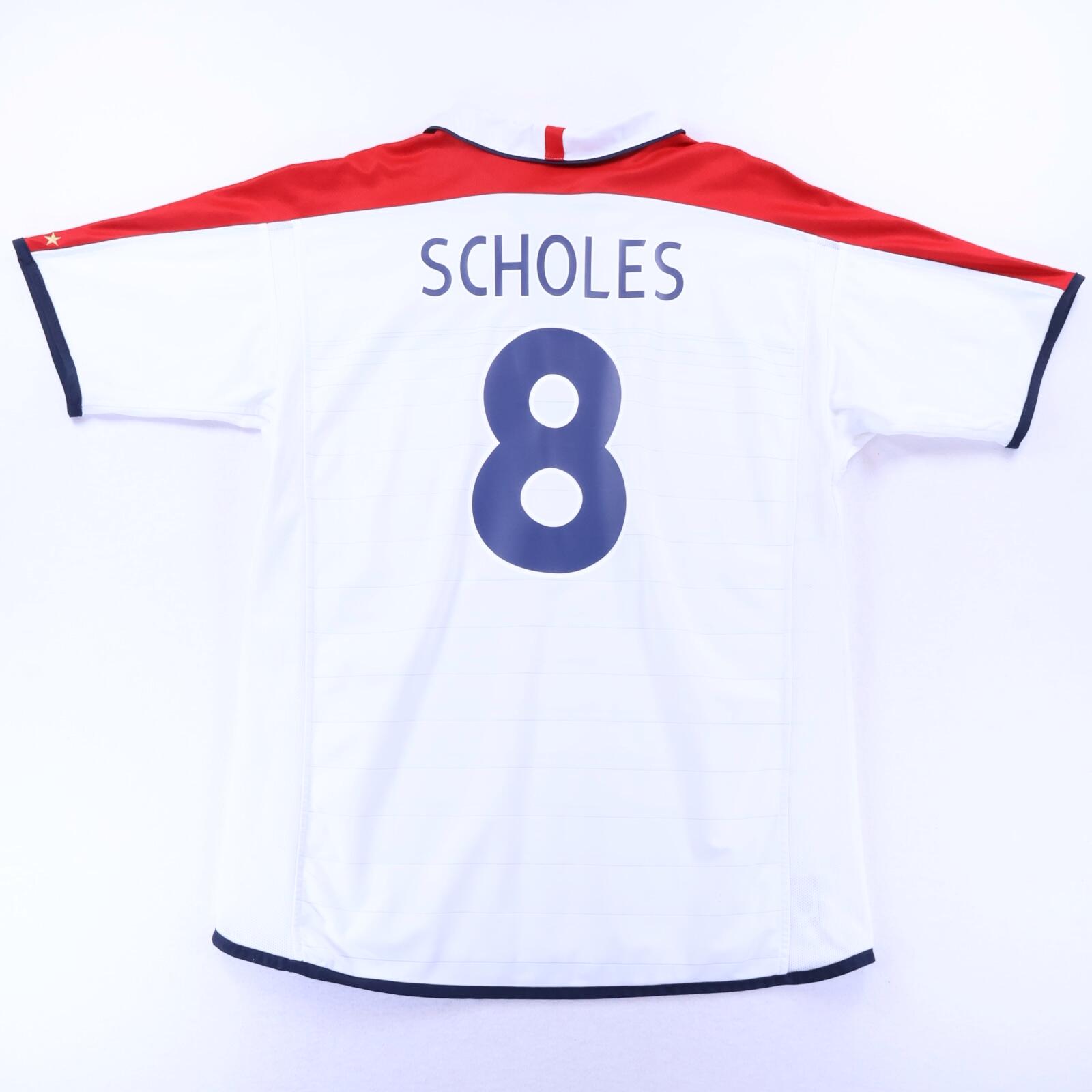 England Scholes #8 2003/05 Home Shirt - Reversible - XL