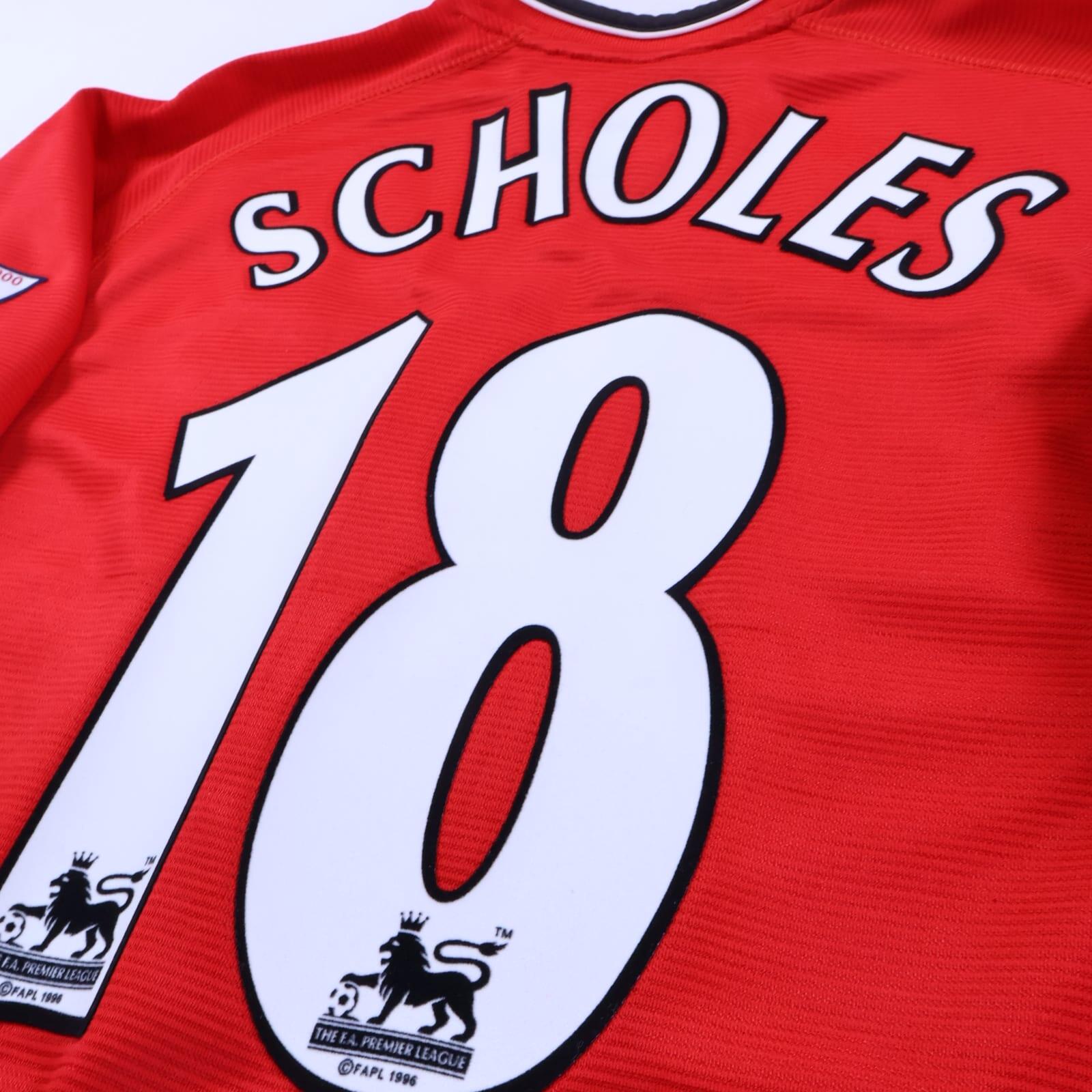 Manchester United Scholes #18 2000/02 Home Shirt - M