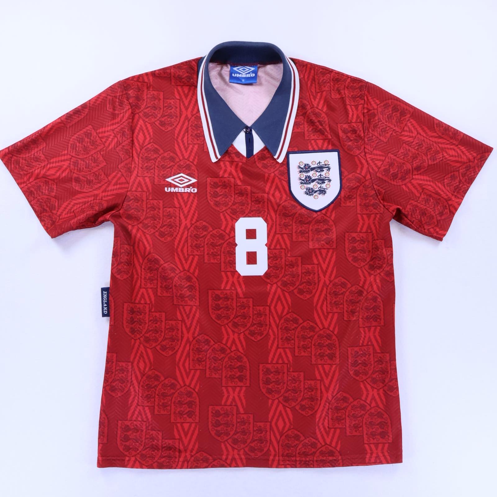 England Gascoigne #8 1993/95 Away Shirt - M - BACK