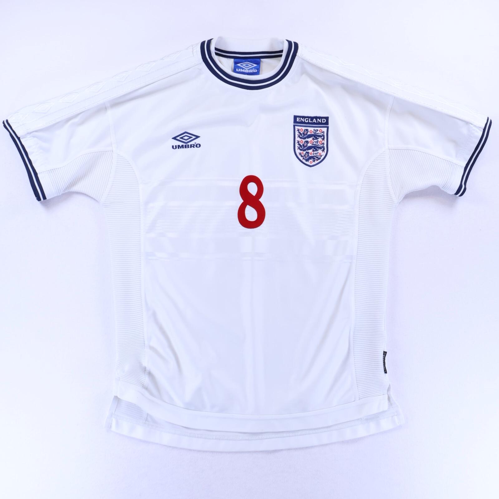 England Scholes #8 1999/01 Home Shirt - L- BACK