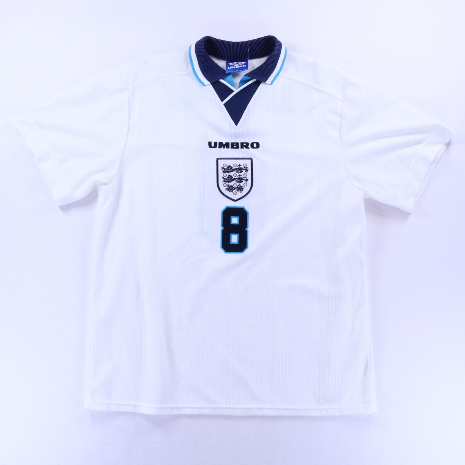 England Gascoigne #8 1995/97 Home Shirt - XL- BACK