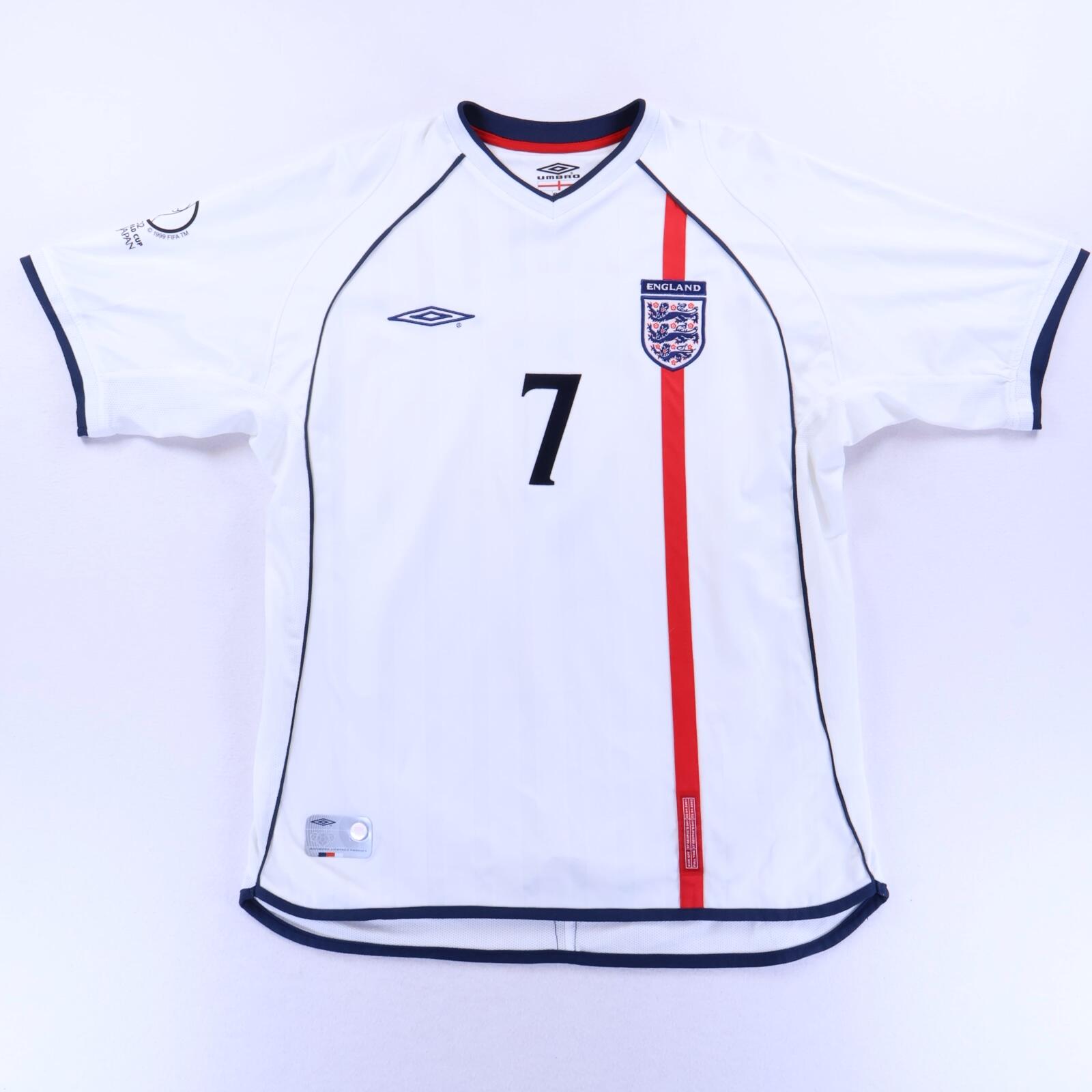 England Beckham #7 2001/03 Home Shirt - L- BACK