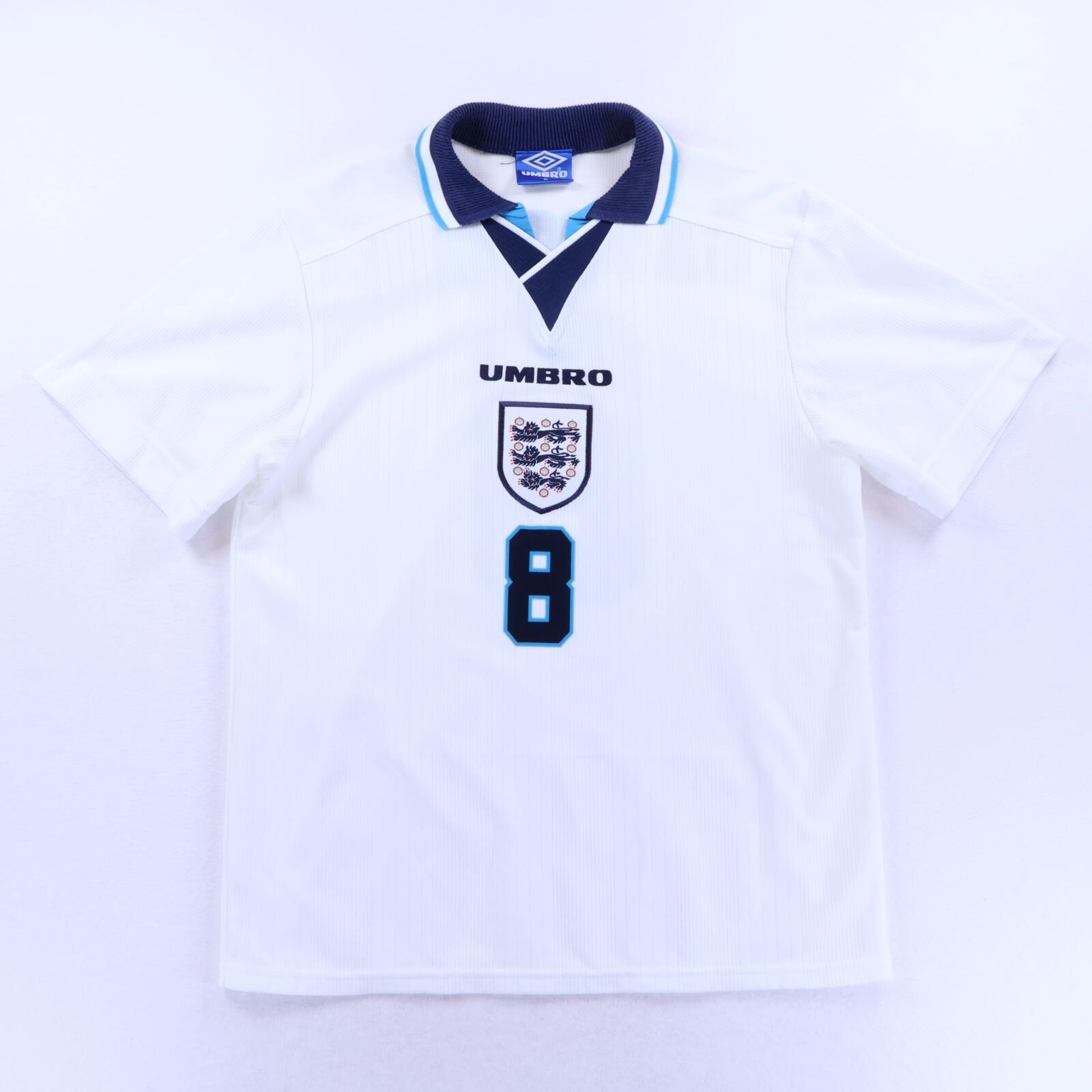 England Gascoigne #8 1995/97 Home Shirt - M- BACK