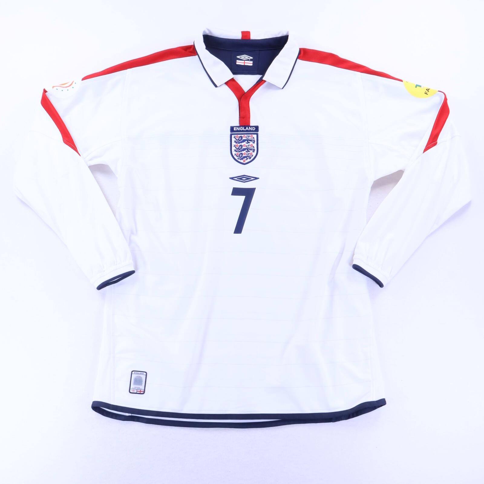 England Beckham #7 2003/05 Home Shirt - Long Sleeve - L