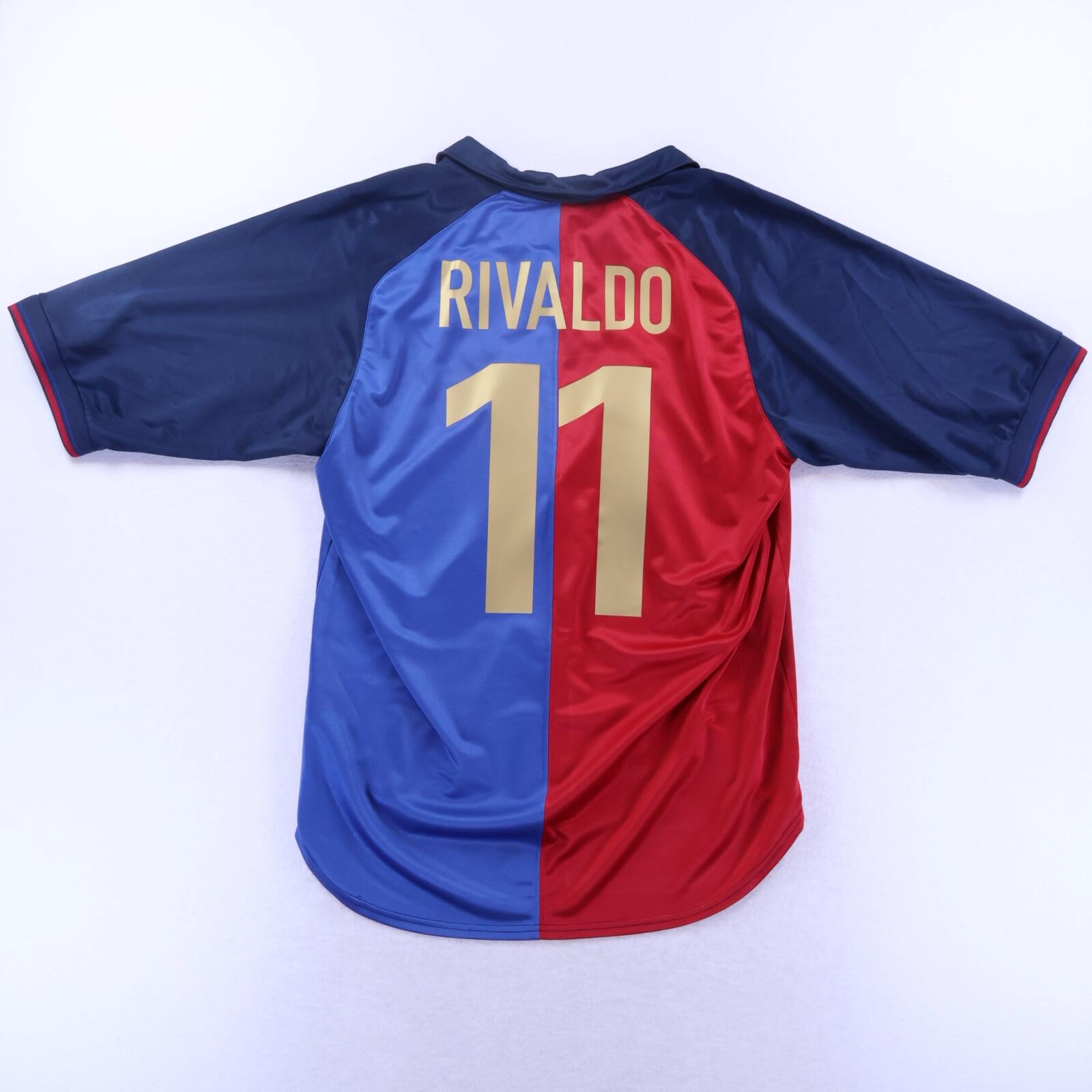 *MINT* Barcelona Rivaldo #11 1999/00 Home Shirt - L