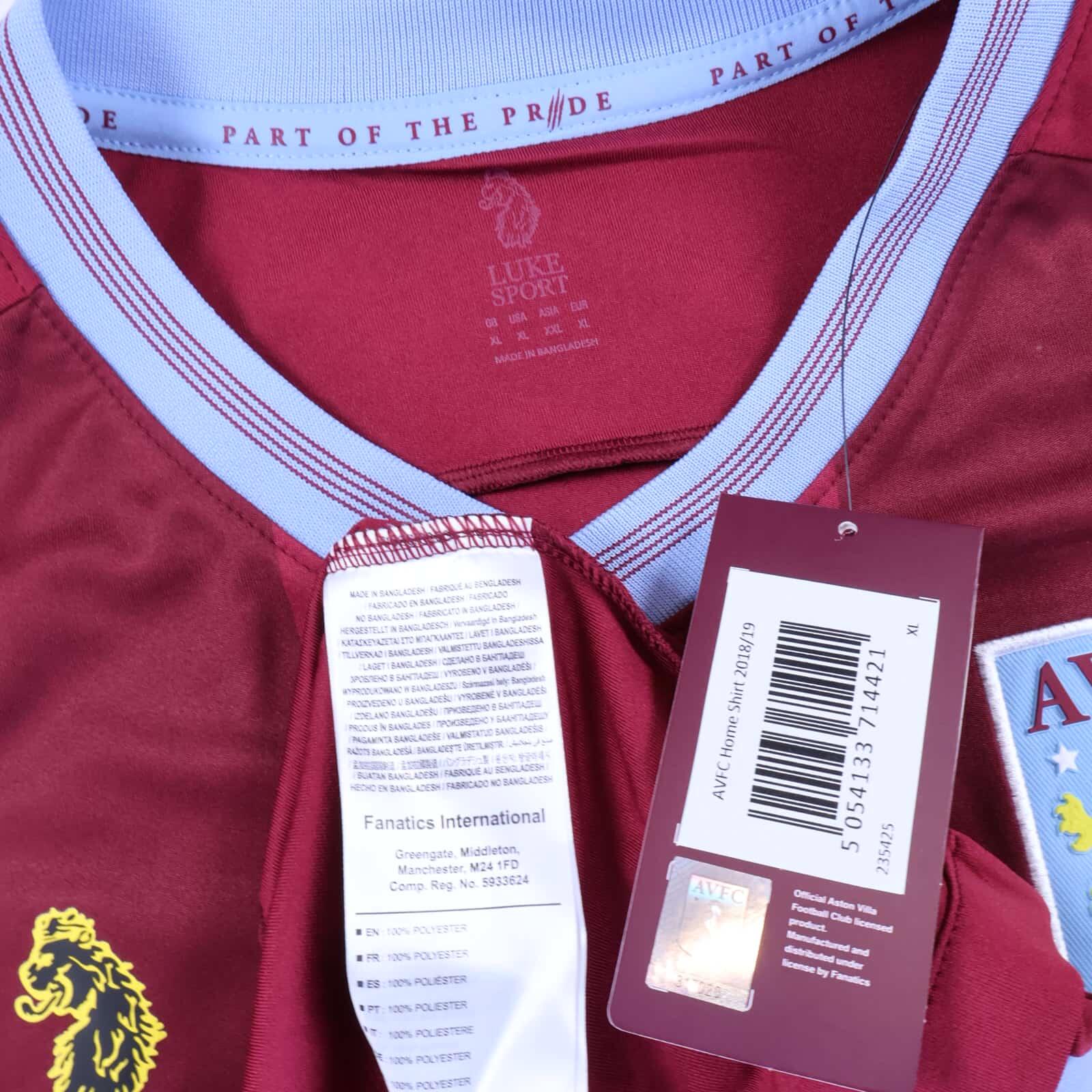 Aston Villa Grealish #10 2018/19 Home Shirt - XL- TAGS