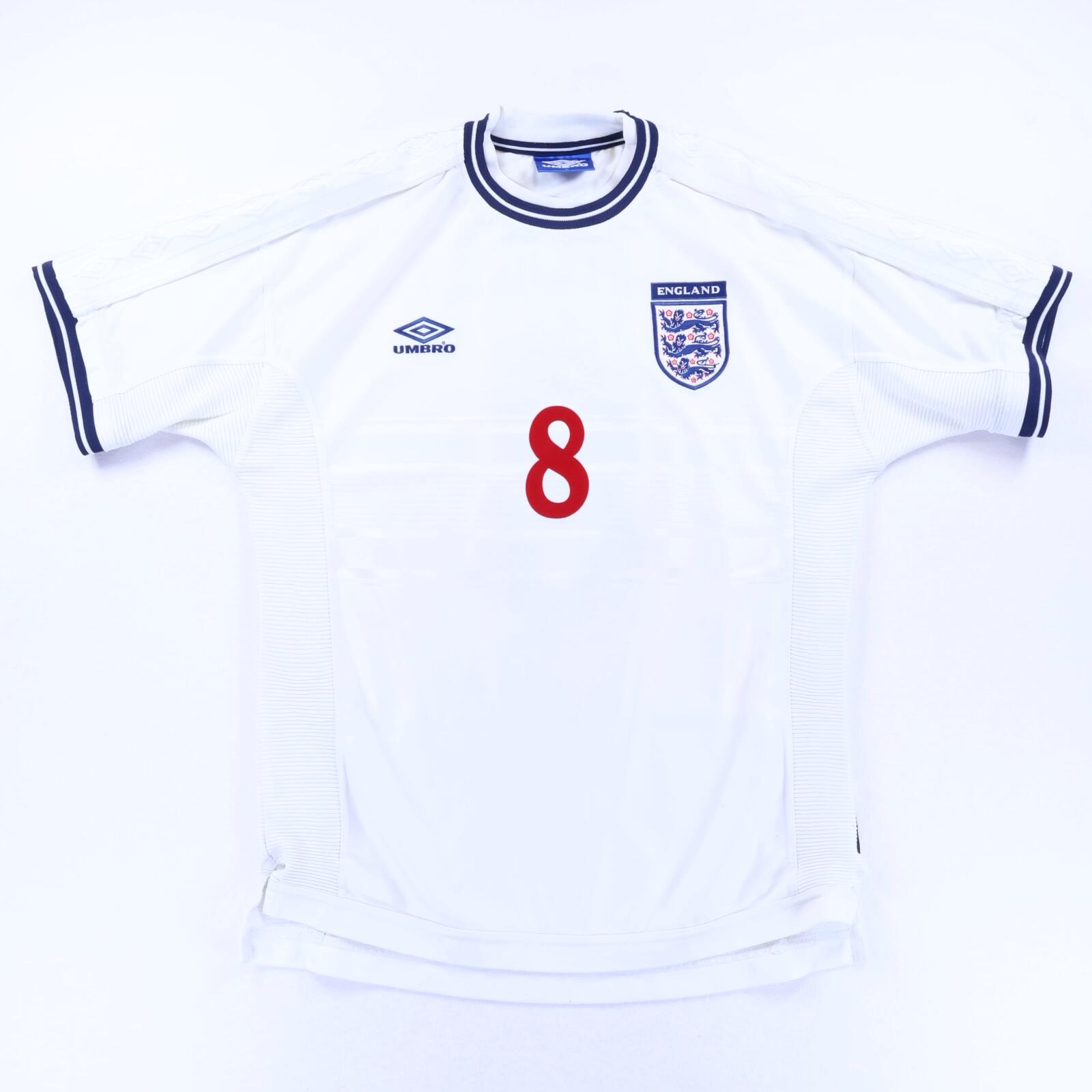 England Scholes #8 1999/01 Home Shirt - L- BACK