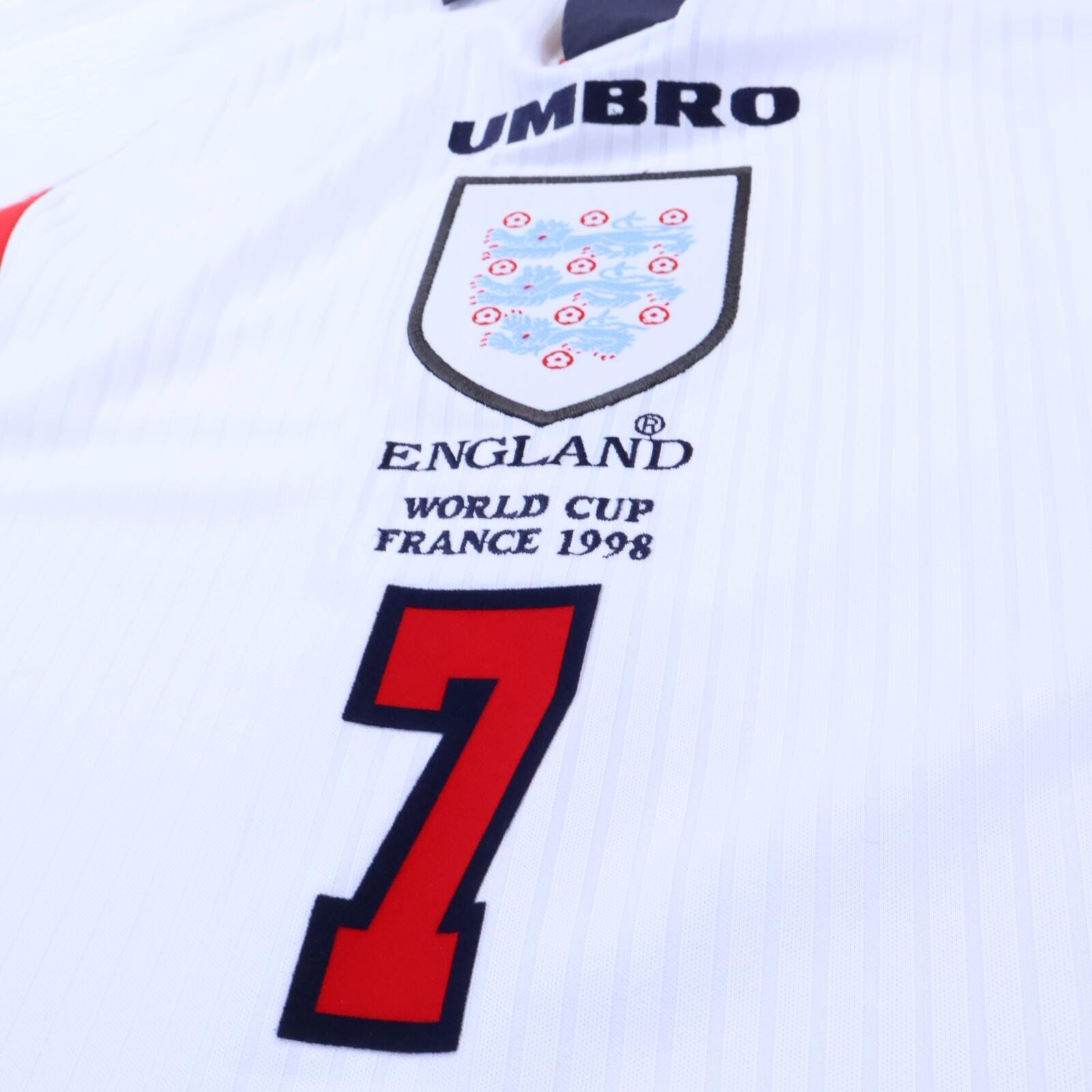 England Beckham #7 1997/99 Fifa World Cup Home Shirt - XL