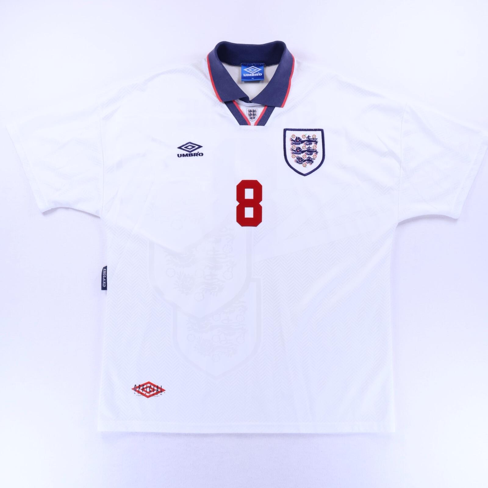 England Gascoigne #8 1993/95 Home Shirt - XL- BACK