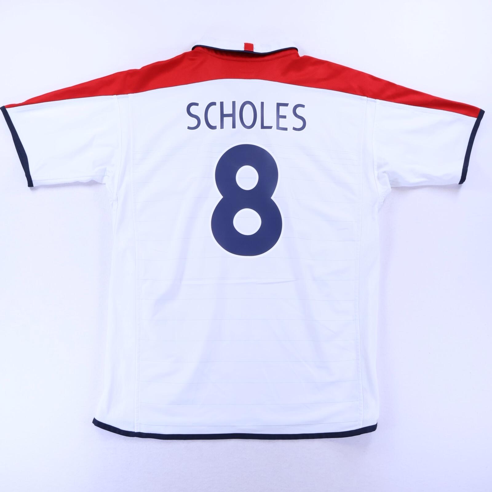 England Scholes #8 2003/05 Home Shirt - Reversible - XL