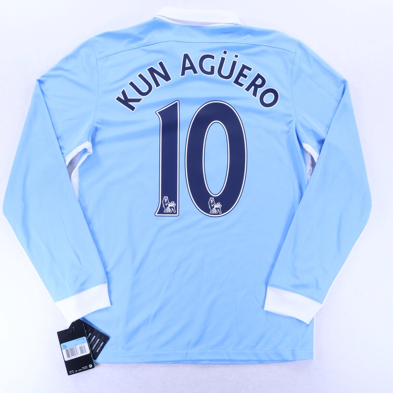 *NWT* Manchester City Kun Aguero #10 2015/16 Home Shirt - Long Sleeve - M