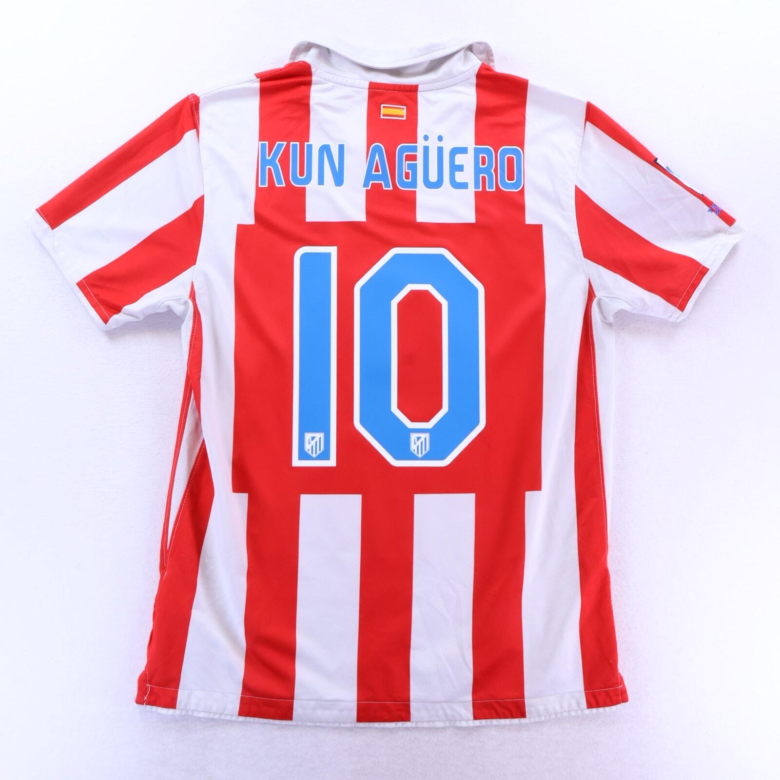 *MINT* Atlético De Madrid Kun Aguero #10 2010/11 Home Shirt - L