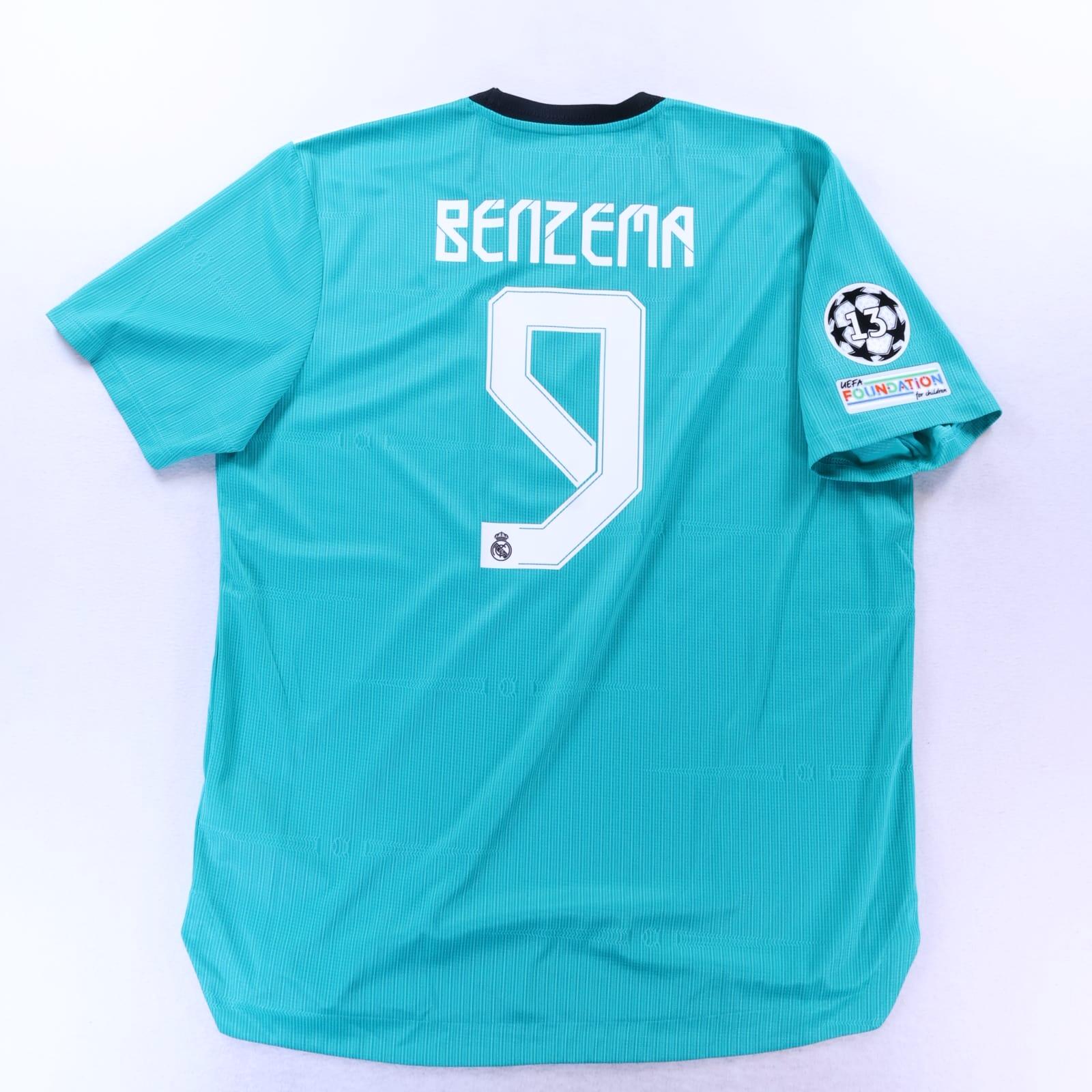 *MINT* Real Madrid Benzema #9 2021/22 Third Shirt - Player Issue - XL