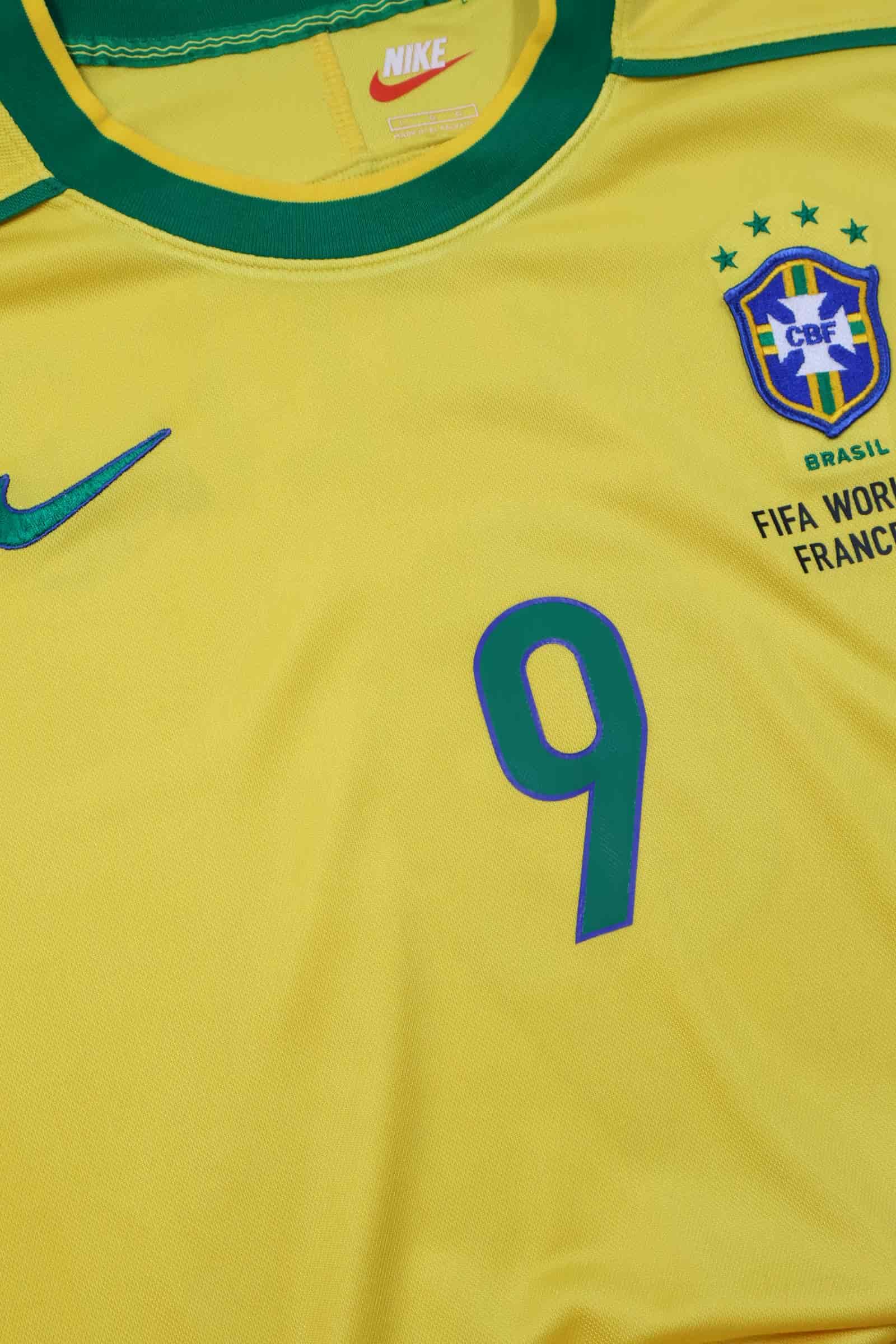 Brazil 1998/98 Ronaldo #9 World Cup Home Shirt - L Authenic Original Football Shirt