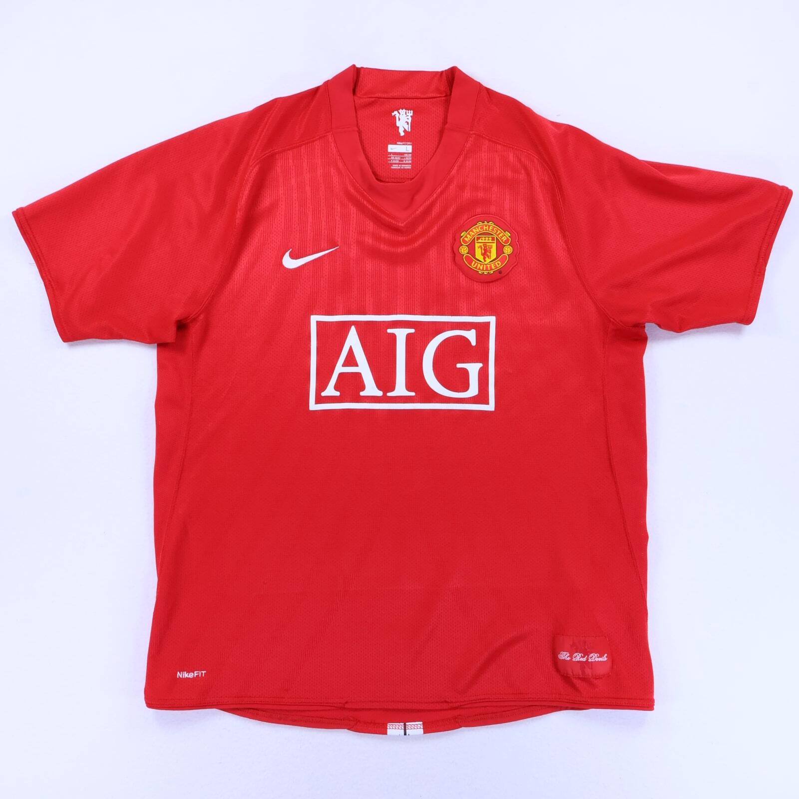 Manchester United 2007/09 Home Shirt - L- FRONT