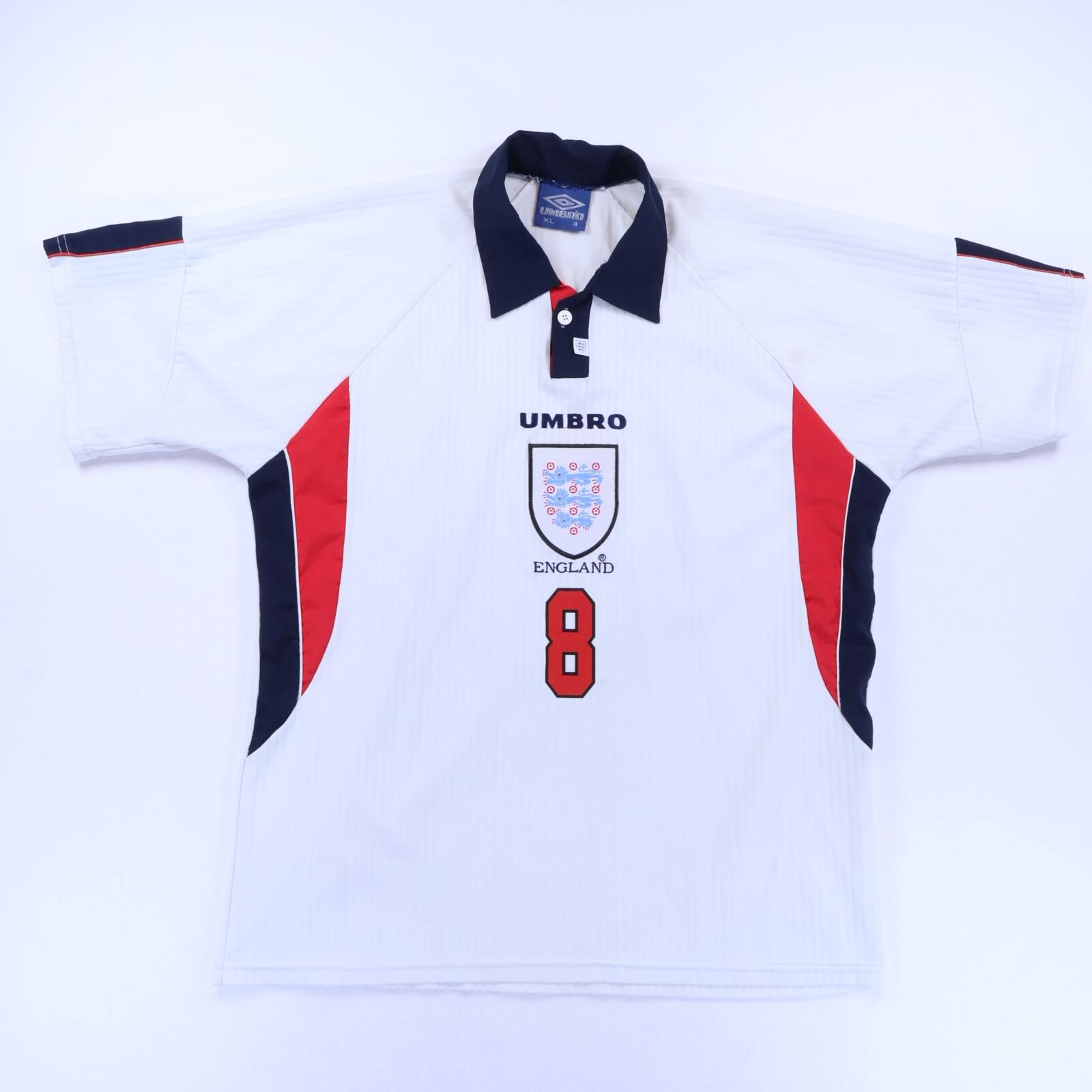 England Gascoigne #8 1997/99 Home Shirt - XL- BACK
