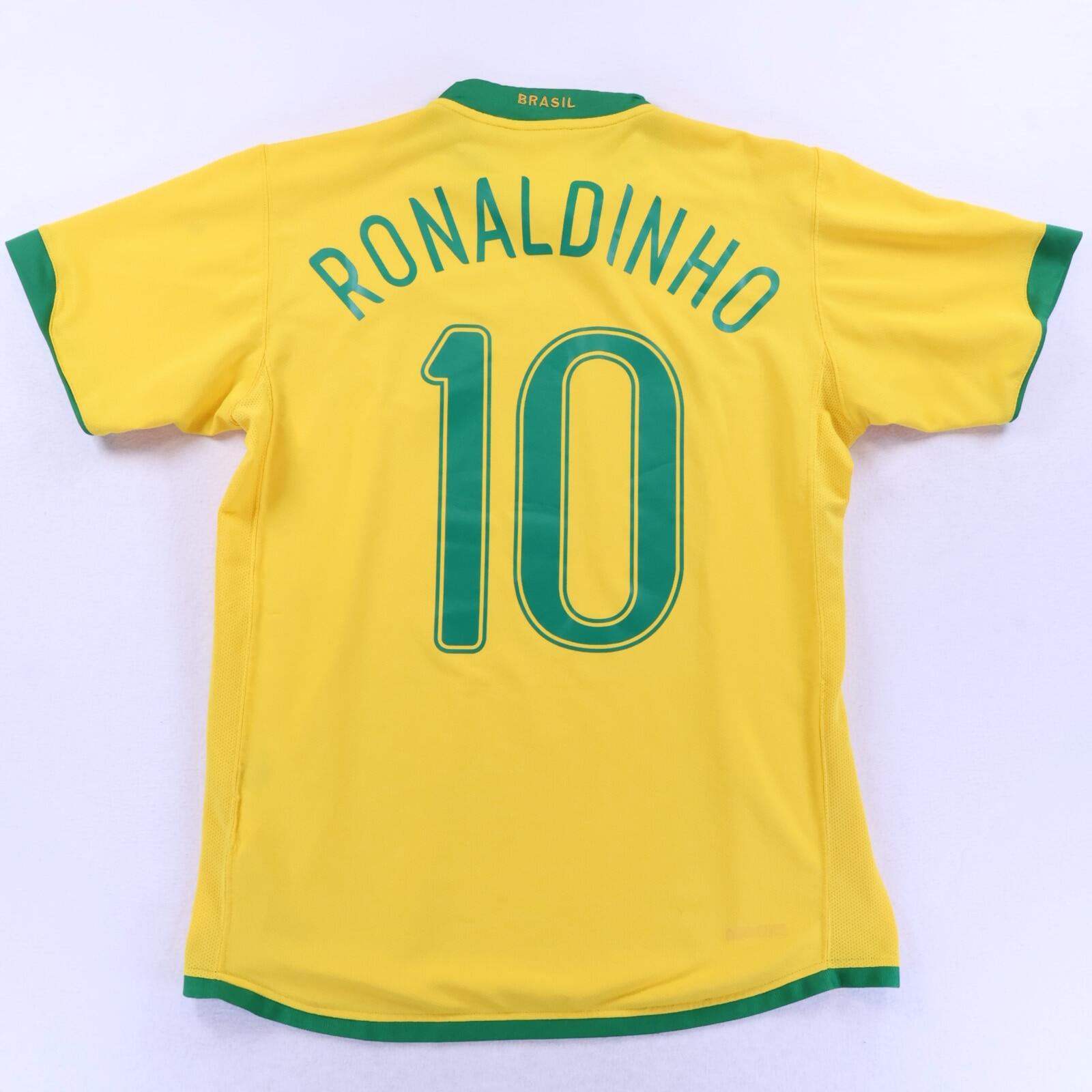 Brazil Ronaldinho #10 2006/08 Home Shirt - L- FRONT