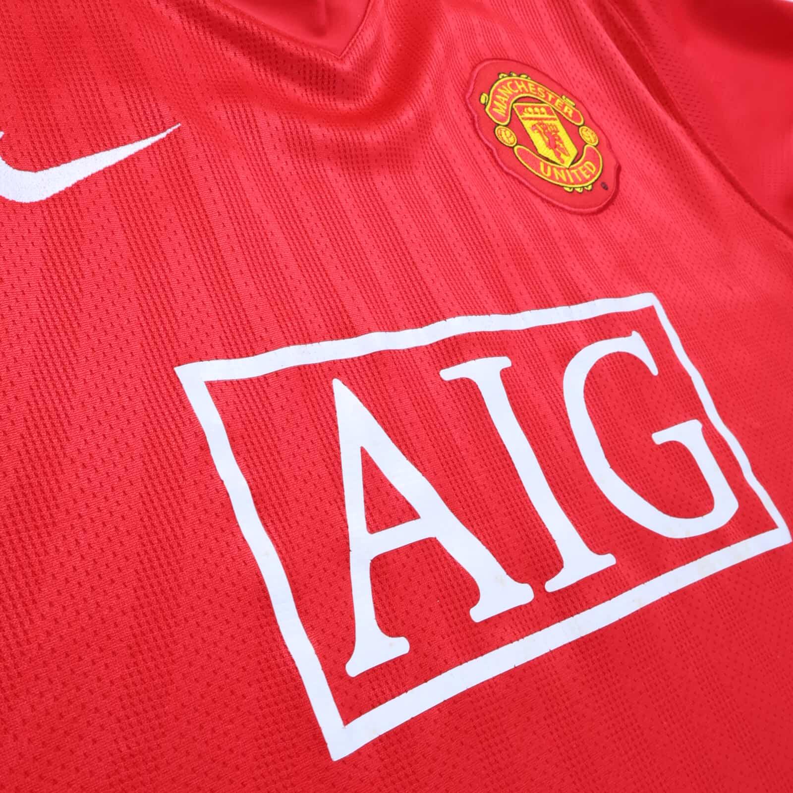 Manchester United 2007/09 Home Shirt - L- BACK