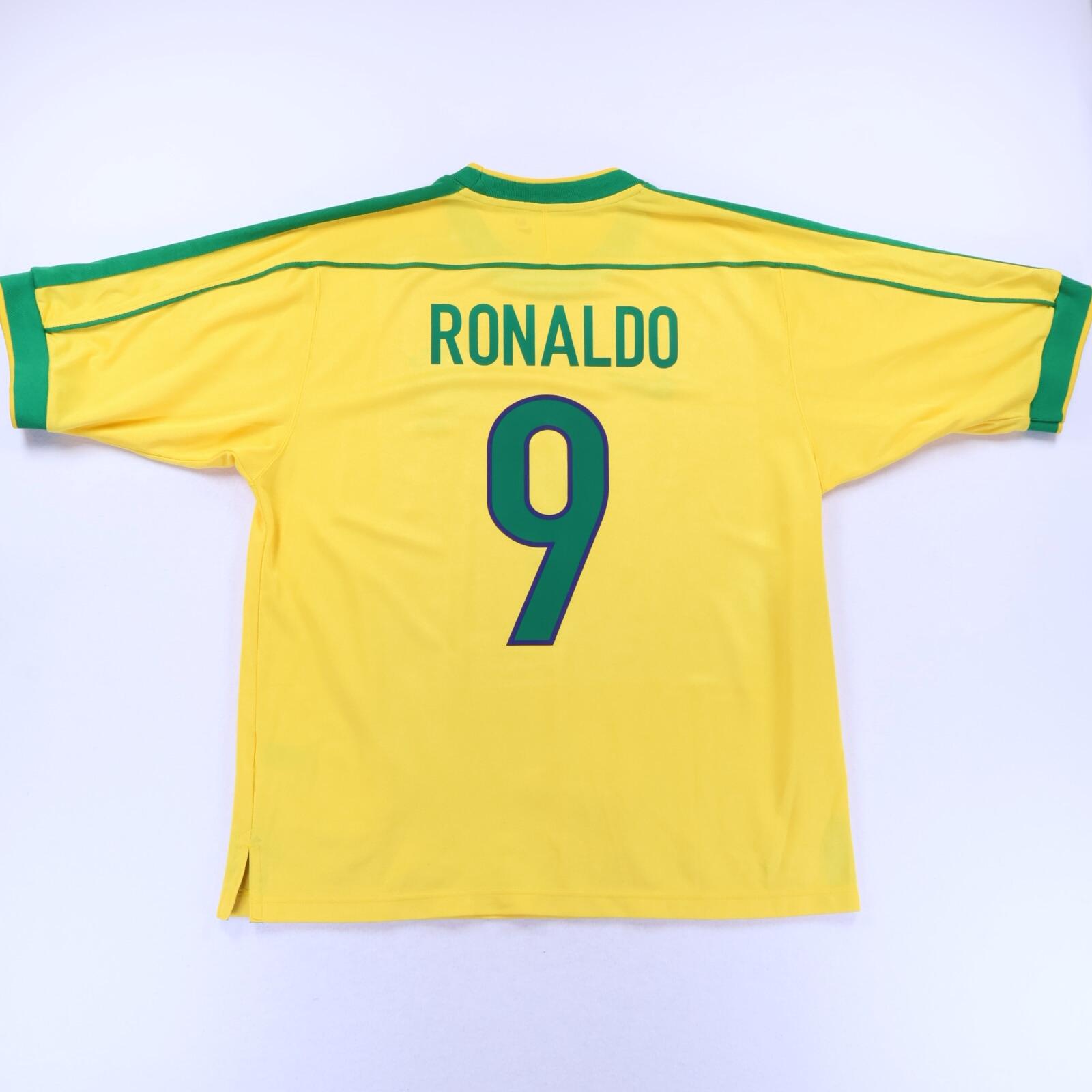 Brazil Ronaldo #9 1998/ Home Shirt - L- FRONT