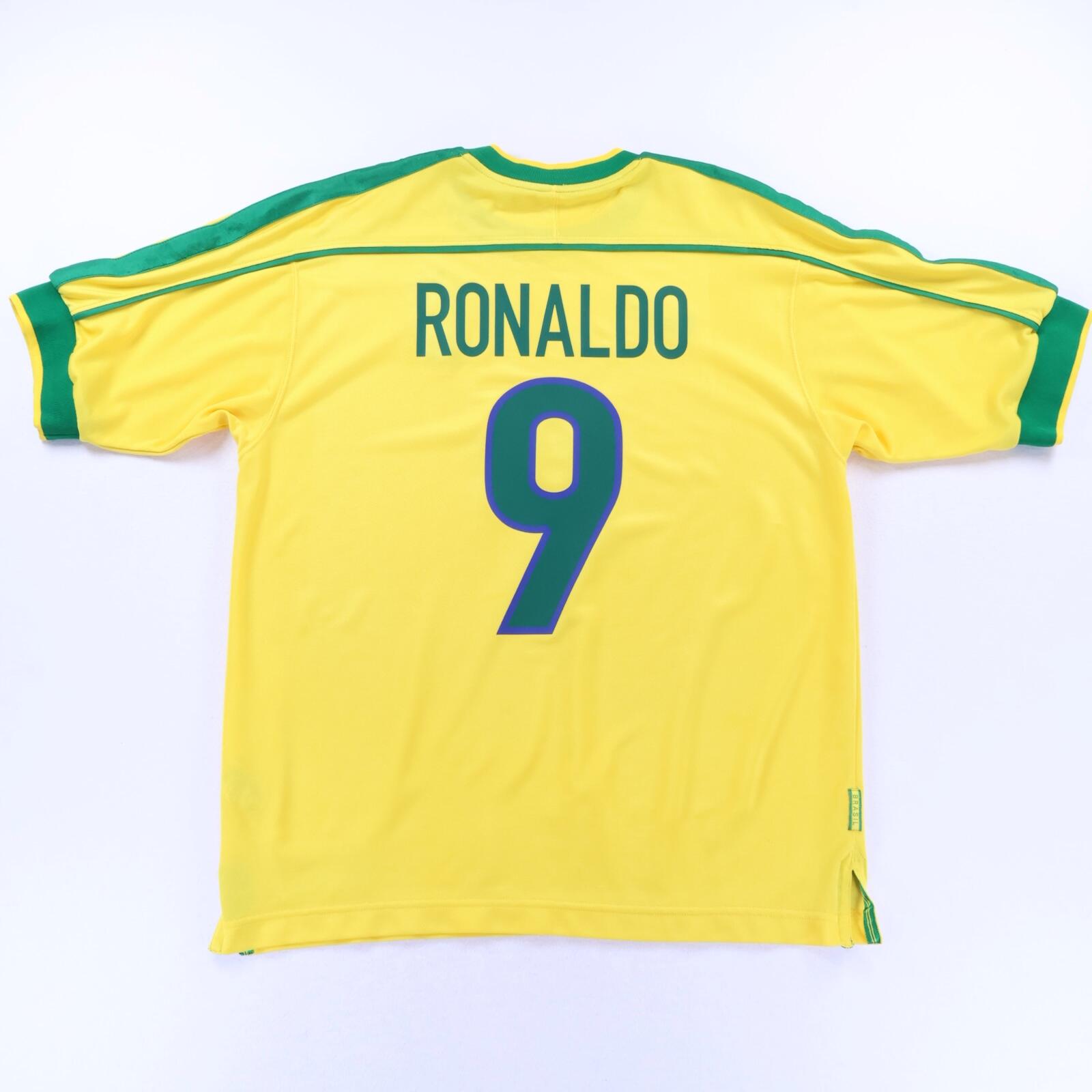 Brazil Ronaldo #9 1998/ Home Shirt - L- FRONT