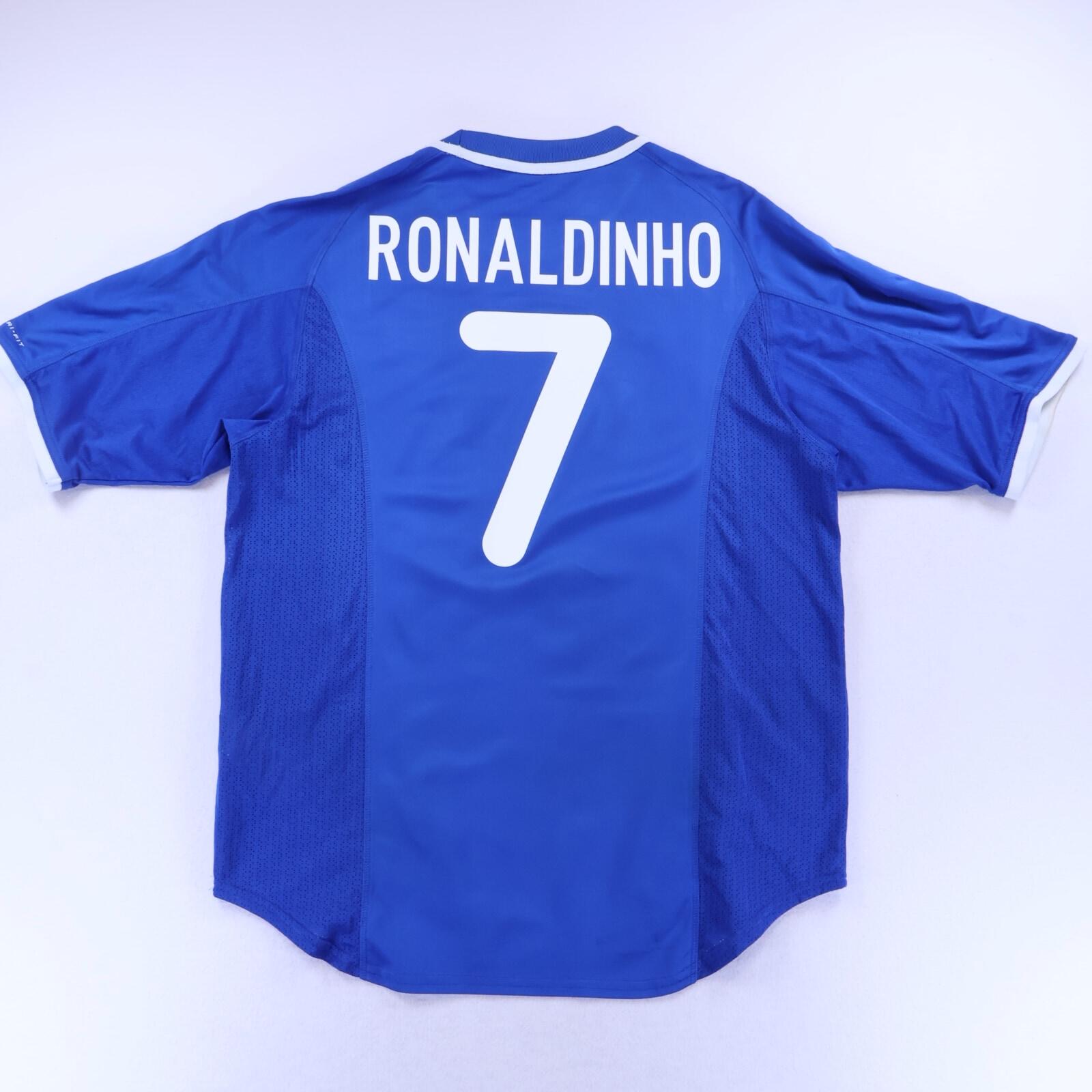 Brazil Ronaldinho #7 1998/00 Away Shirt - L- FRONT