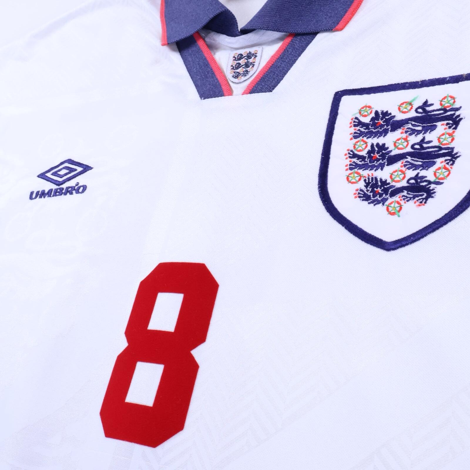 England Gascoigne #8 1993/95 Home Shirt - XL
