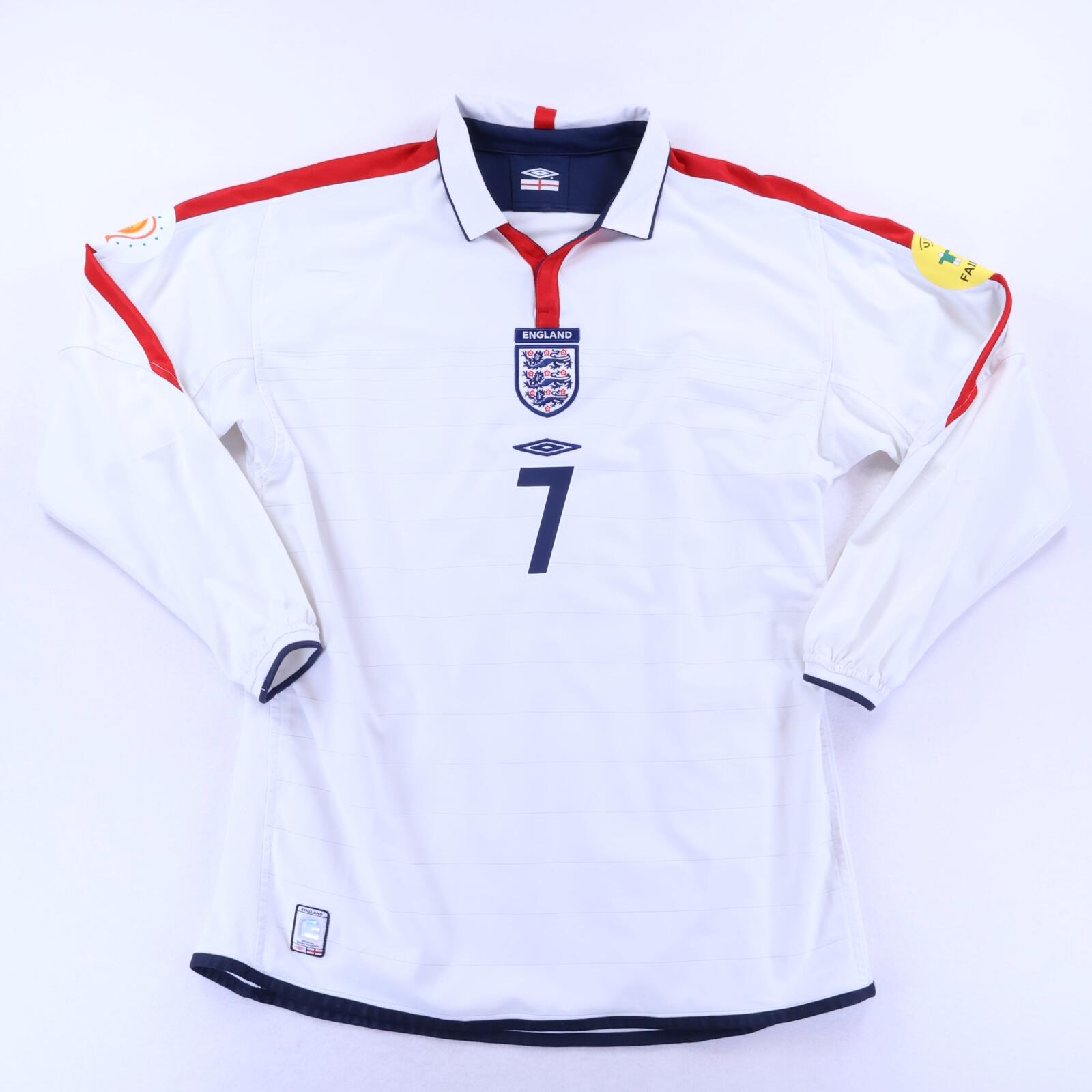 England Beckham #7 2003/05 Home Shirt - Long Sleeve - XL