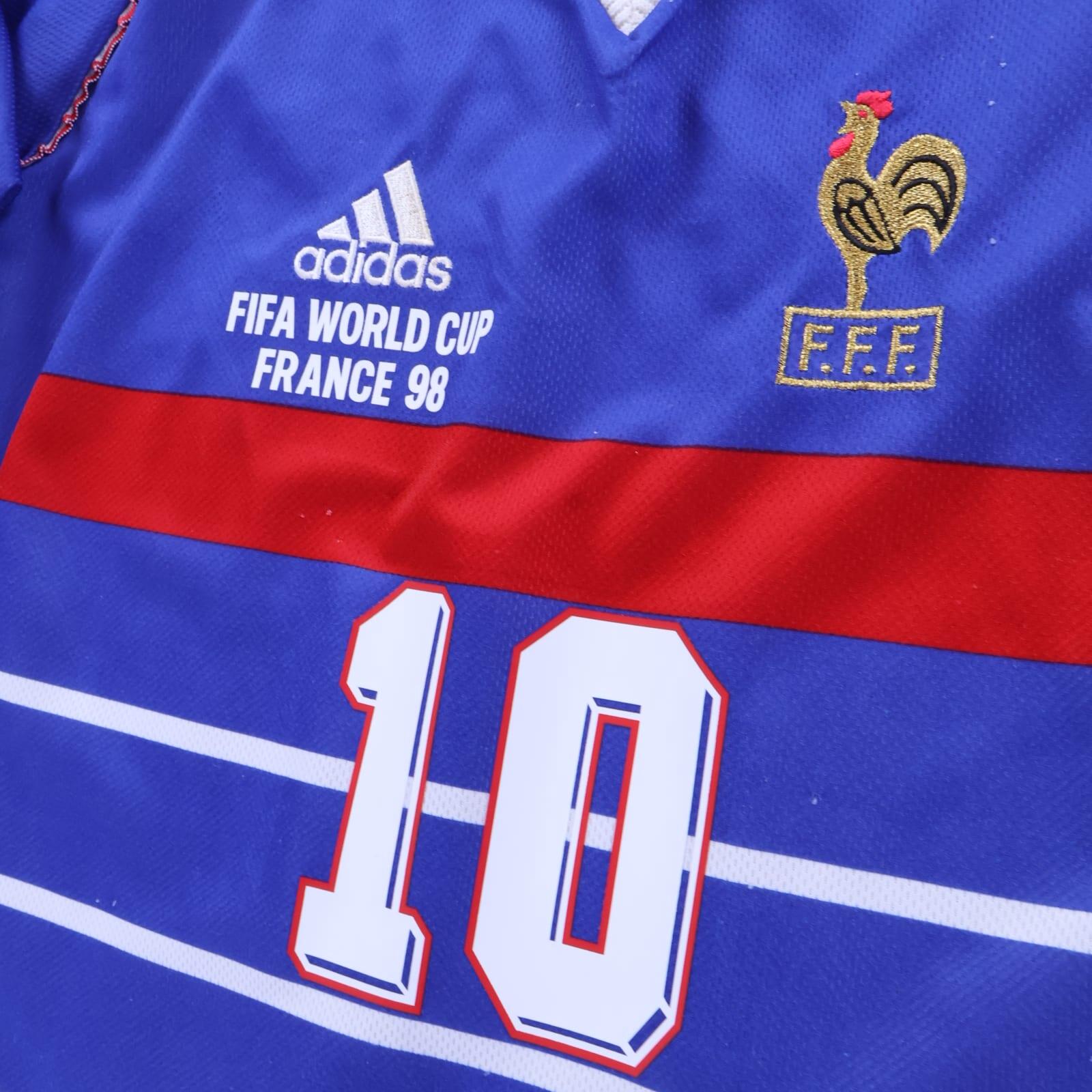 France Zidane #10 1998 World Cup Home Shirt - M