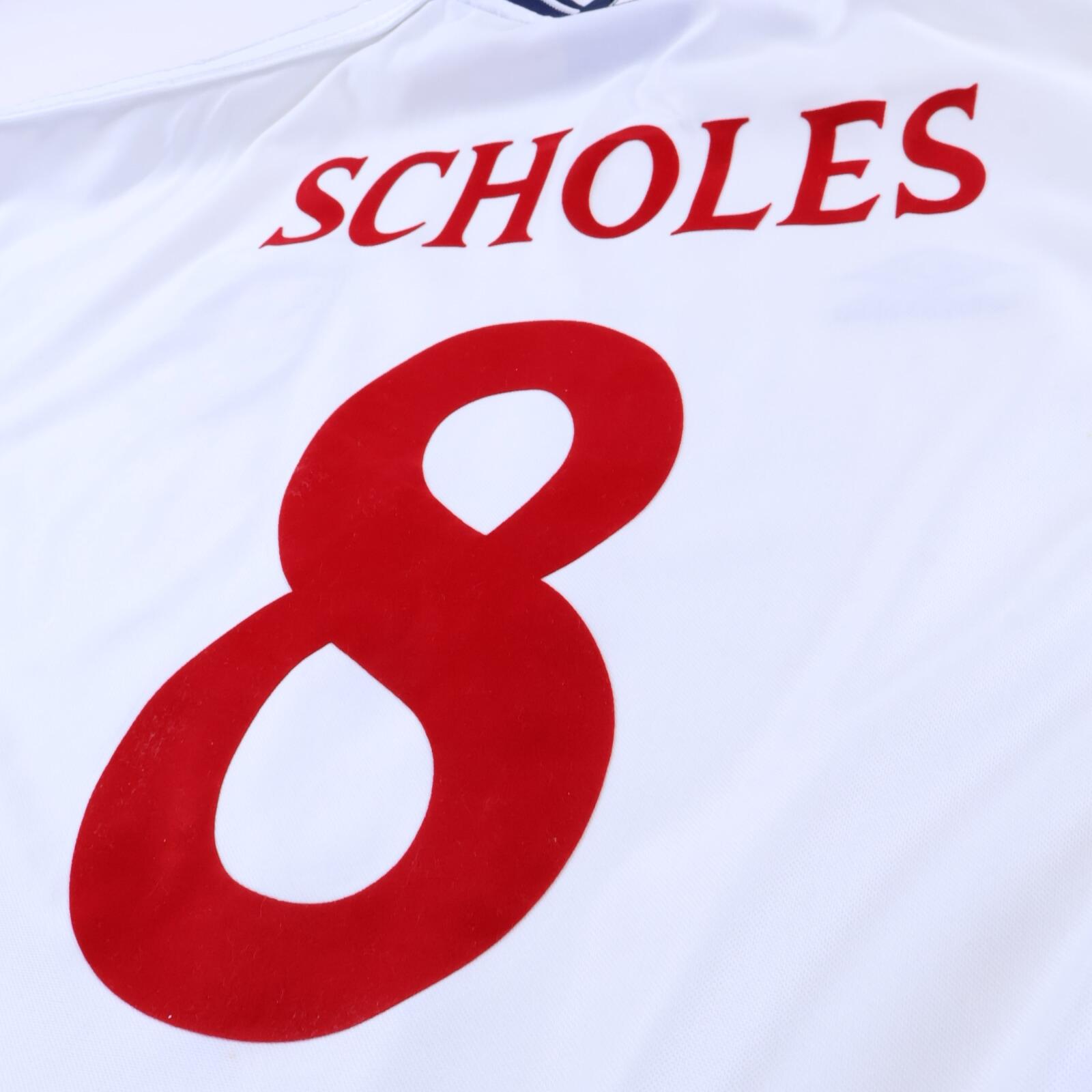 England Scholes #8 1999/01 Home Shirt - L- TAGS