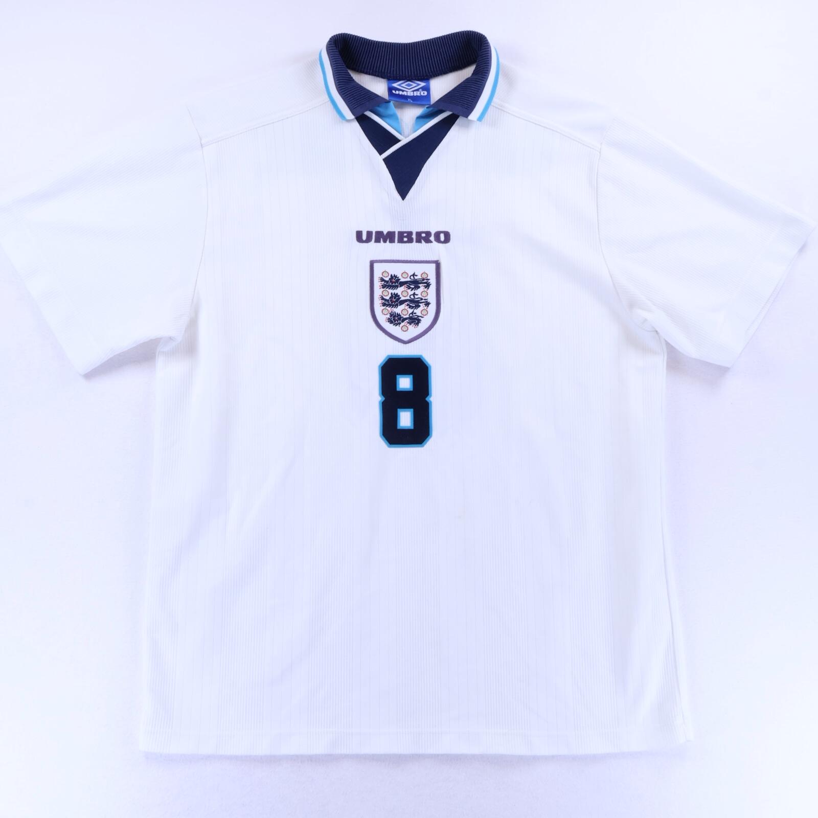 England Gascoigne #8 1995/97 Home Shirt - XL- BACK