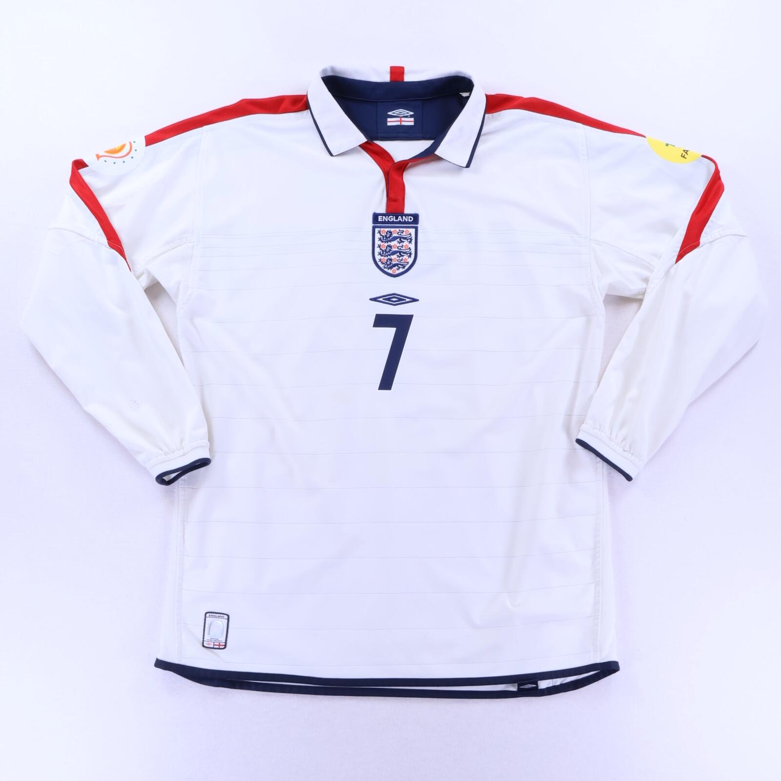 England Beckham #7 2003/05 Home Shirt - Long Sleeve - L- BACK