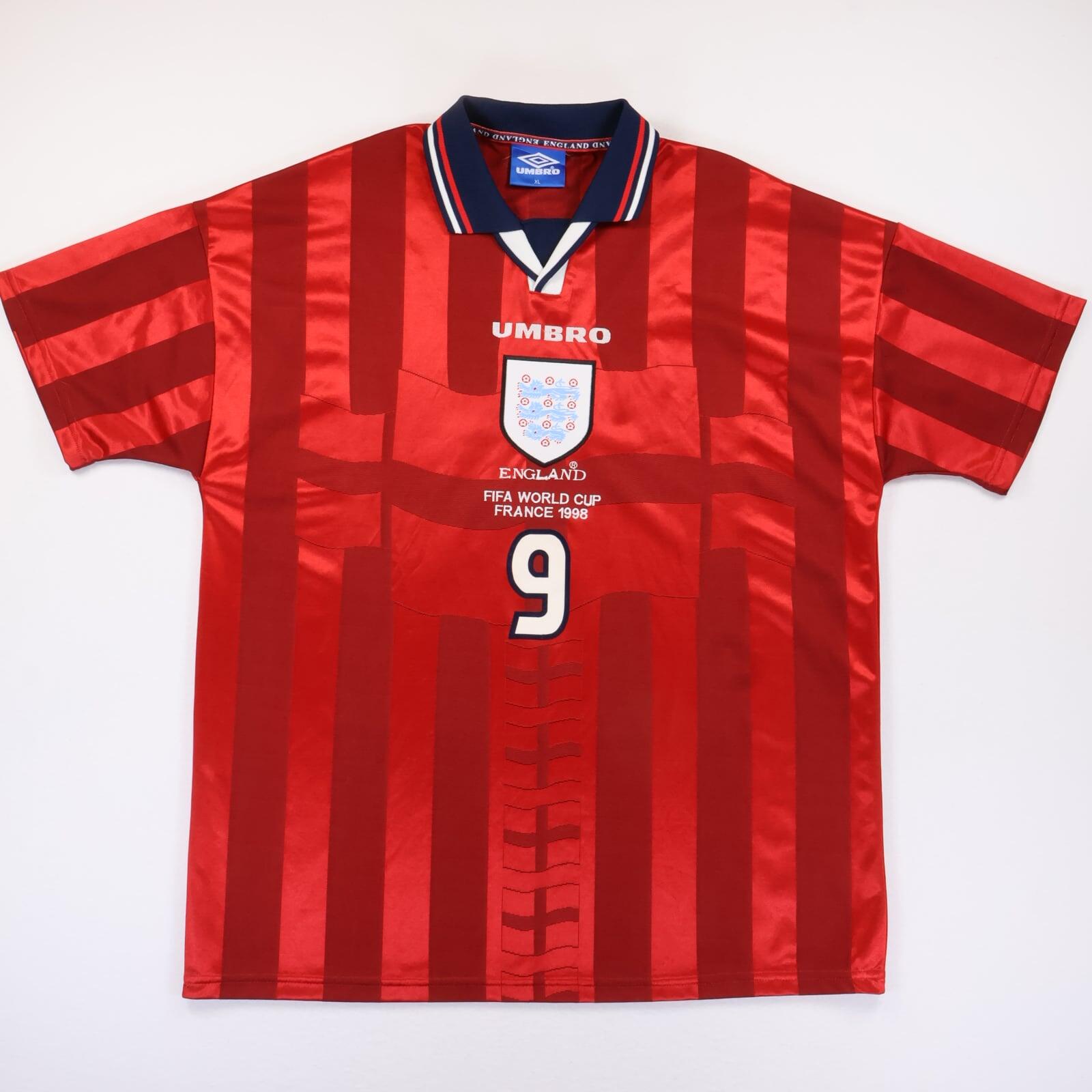 England Shearer #9 1997/99 World Cup Away Shirt - XL- BACK