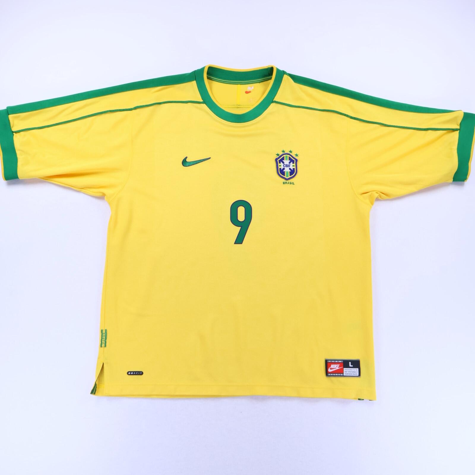Brazil Ronaldo #9 1998/ Home Shirt - L- BACK