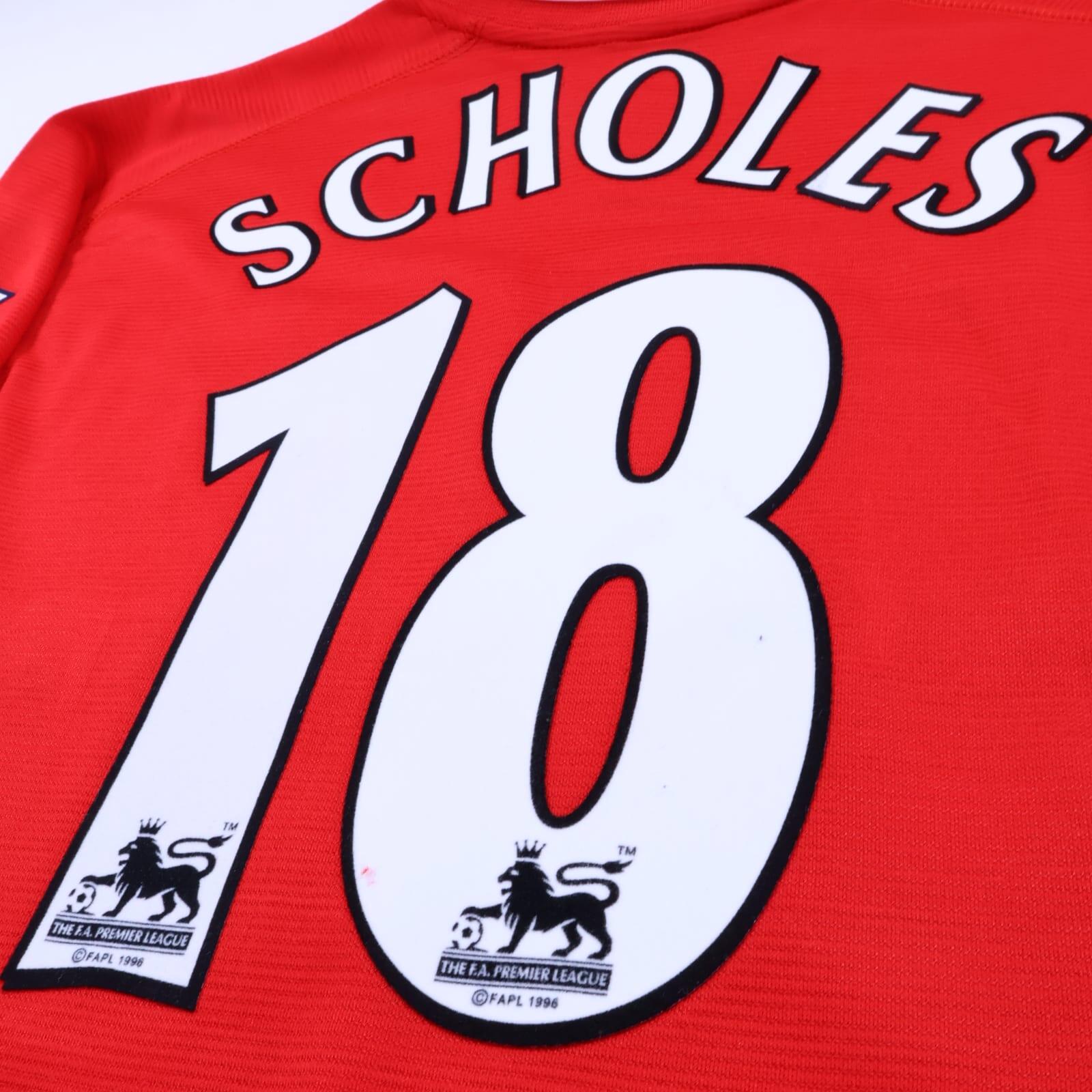 Manchester United Scholes #18 2000/02 Home Shirt - XL