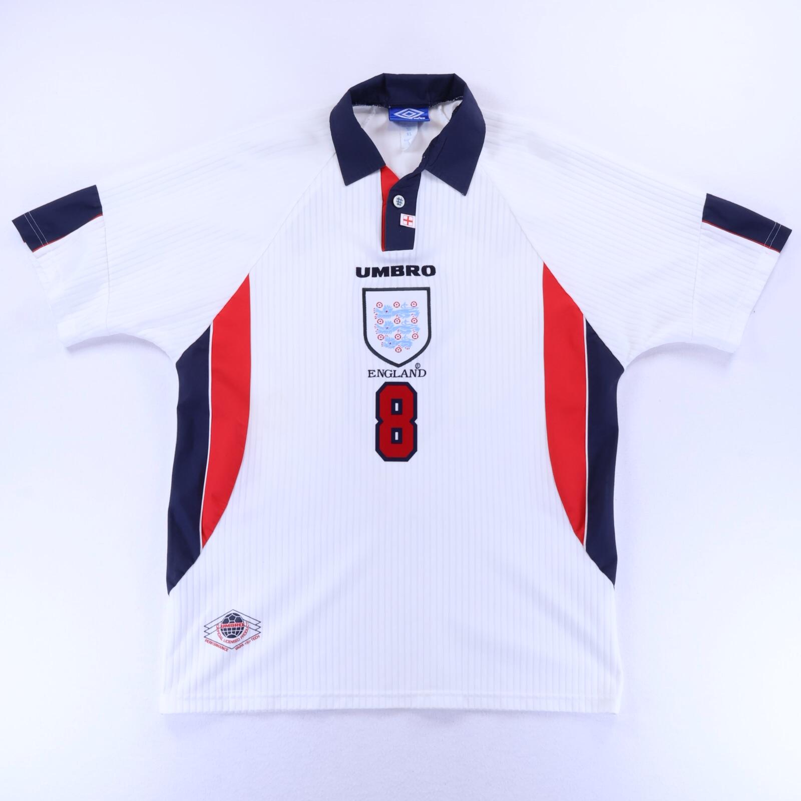 England Gascoigne #8 1997/99 Home Shirt - XL- BACK