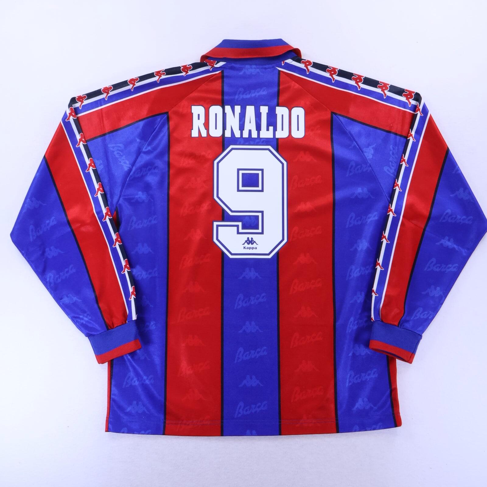 Barcelona Ronaldo #9 1995/97 Home Shirt - Long Sleeve - XL