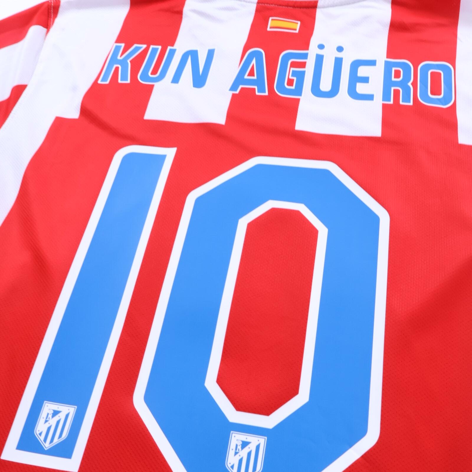 *MINT* Atlético De Madrid Kun Aguero #10 2010/11 Home Shirt - L