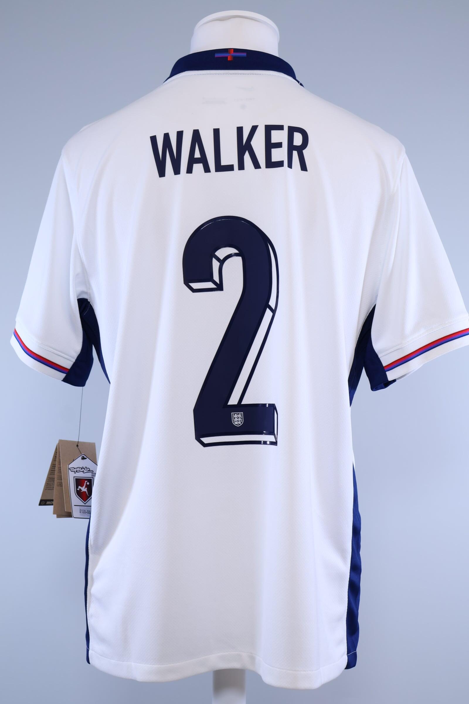 England 2024/25 Walker #2 Euros Home Shirt - L Authenic Original Football Shirt
