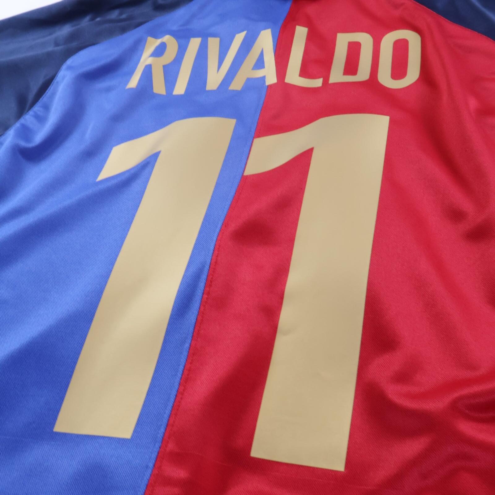 *MINT* Barcelona Rivaldo #11 1999/00 Home Shirt - L
