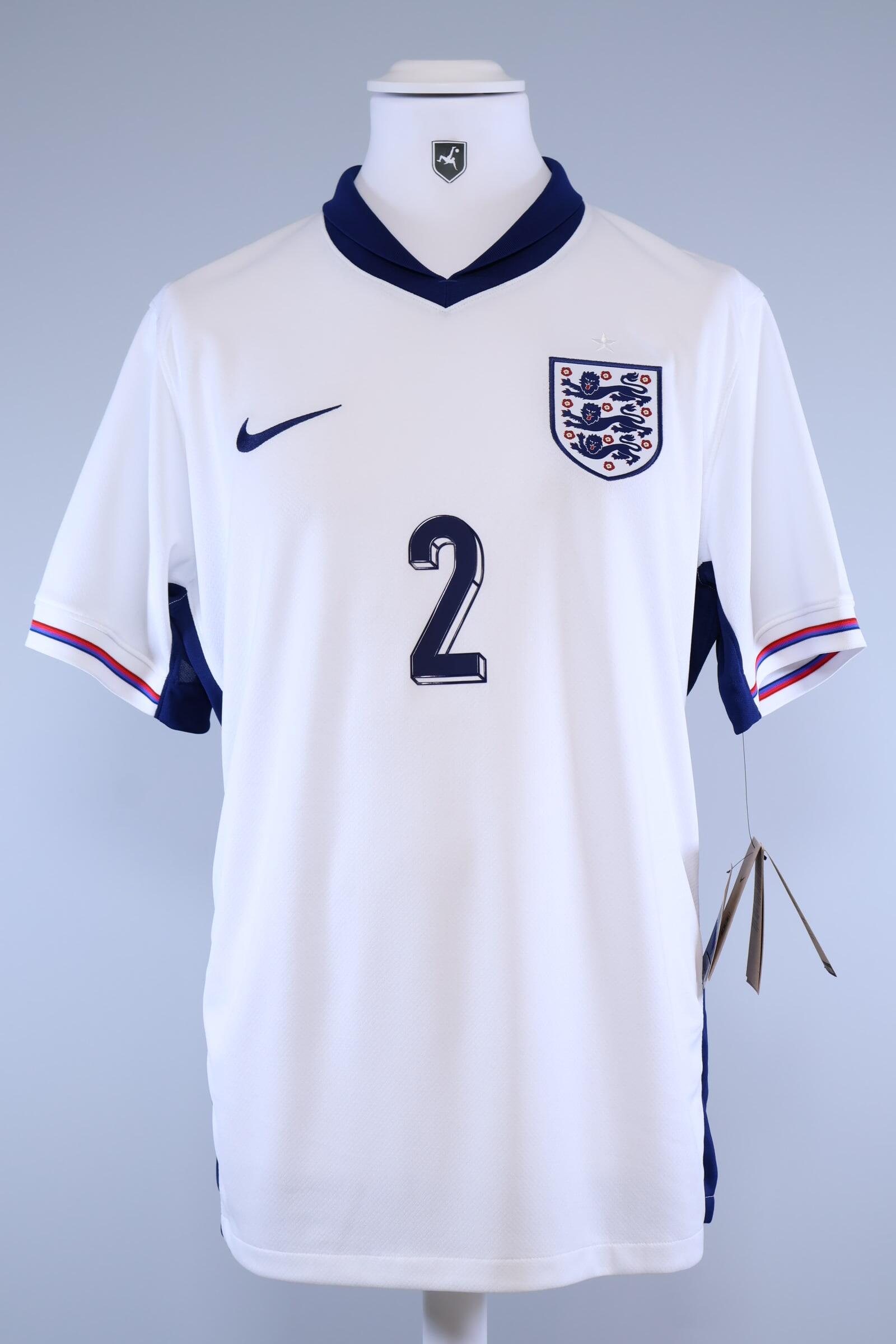 England 2024/25 Walker #2 Euros Home Shirt - LAuthentic Original Football Shirt