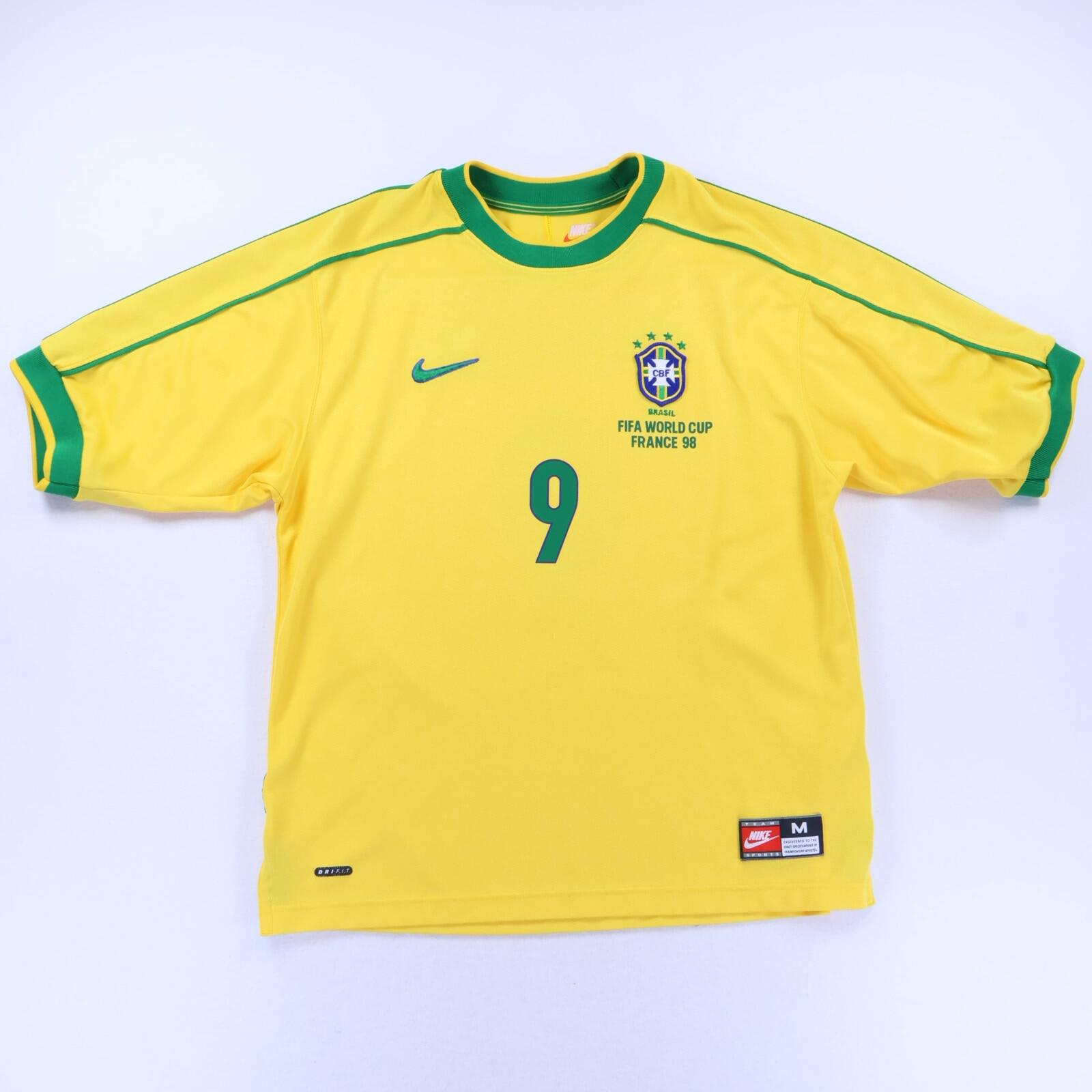 Brazil Ronaldo #9 1998/ Home Shirt - M- FRONT