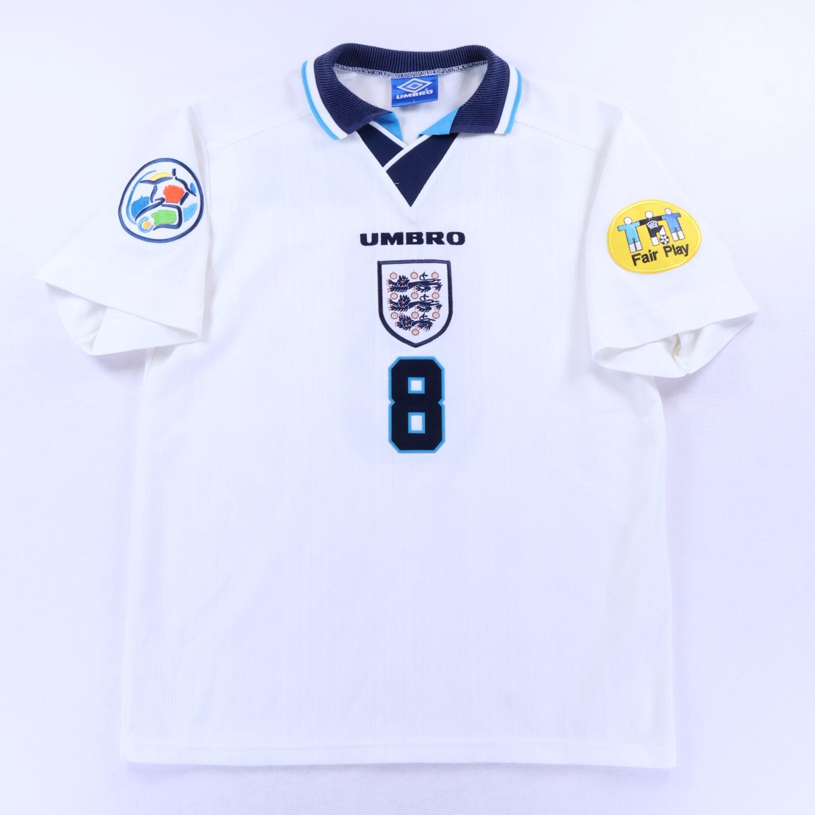 England Gascoigne #8 1995/97 Home Shirt - L- BACK