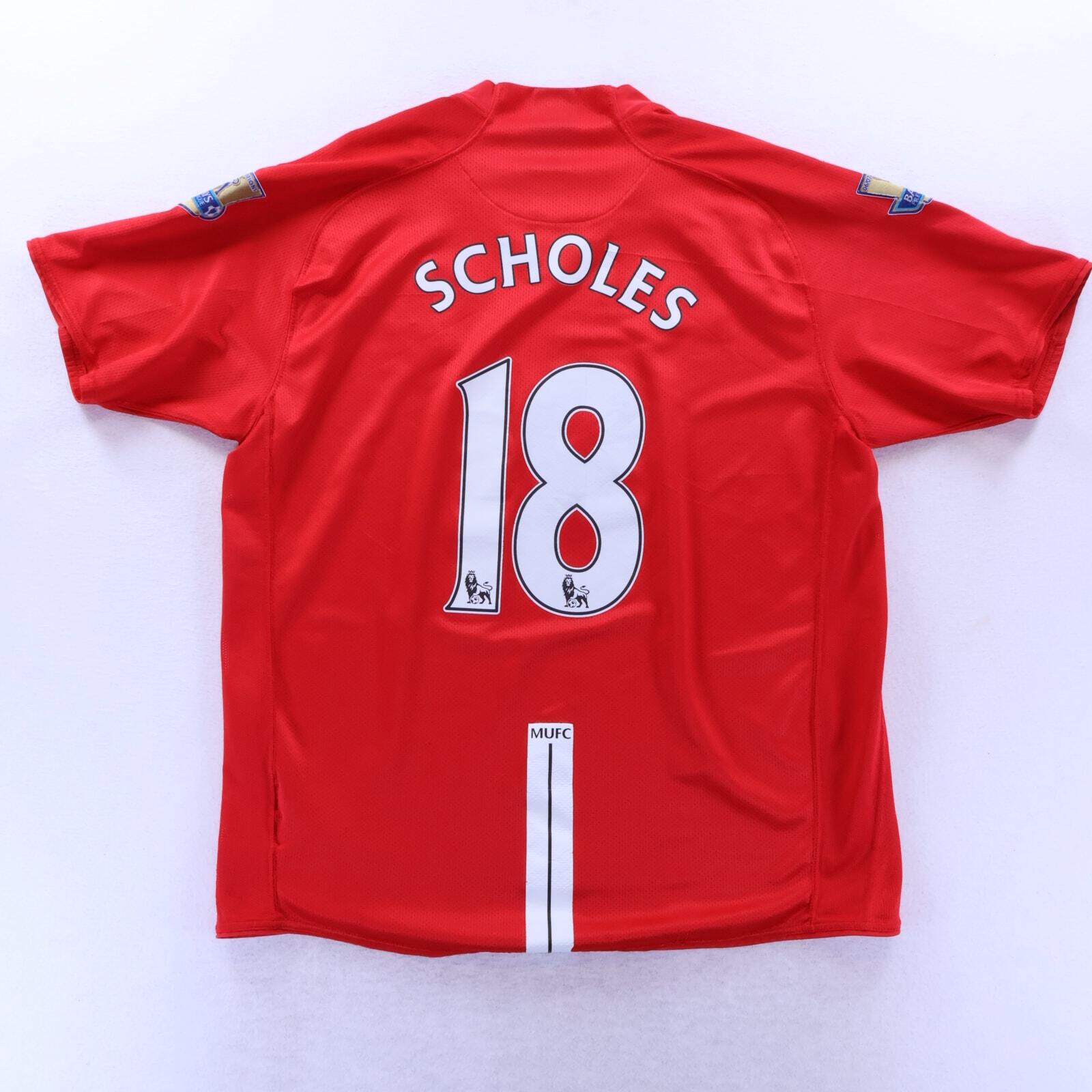 Manchester United Scholes #18 2007/09 Home Shirt - XL