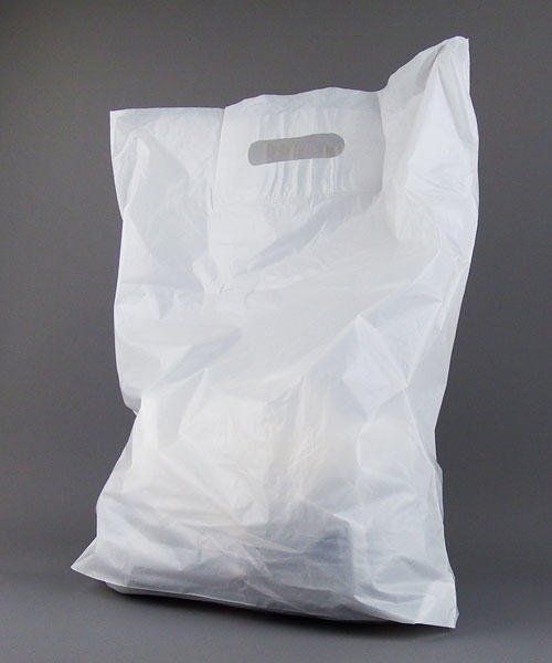 Strong Large WHITE PATCH HANDLE Plastic Shopping Retail Carrier Bags x 150 