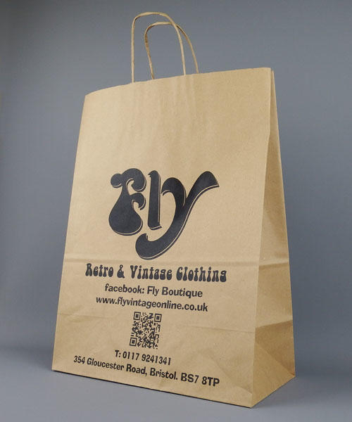 Large Brown Printed Paper Bags with Twisted Handles