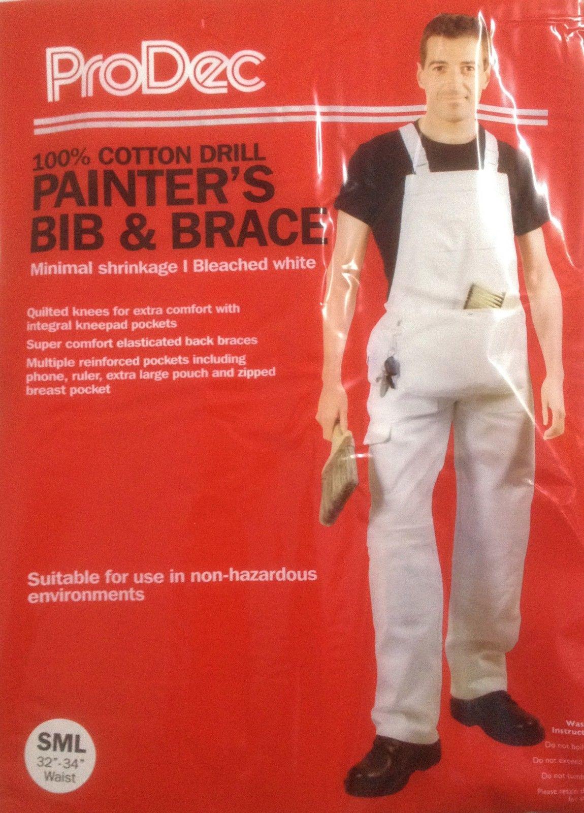 Painters Decorators Bib & Brace Overalls Coverall Trousers Kneepad Pockets 