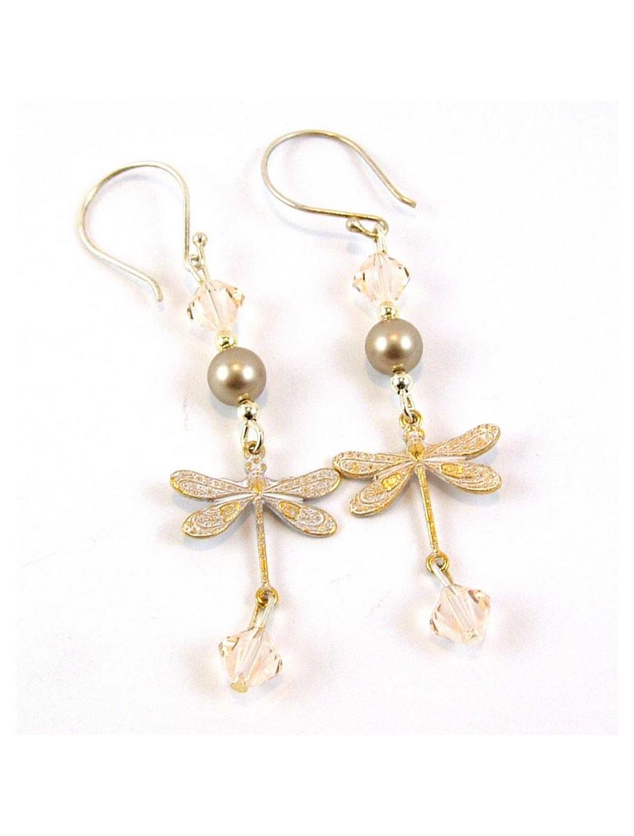 Delicate Dragonfly Jewellery You And We Donate To Uk Schools White Gold Patina Dragonfly Earrings From Spendanddonate