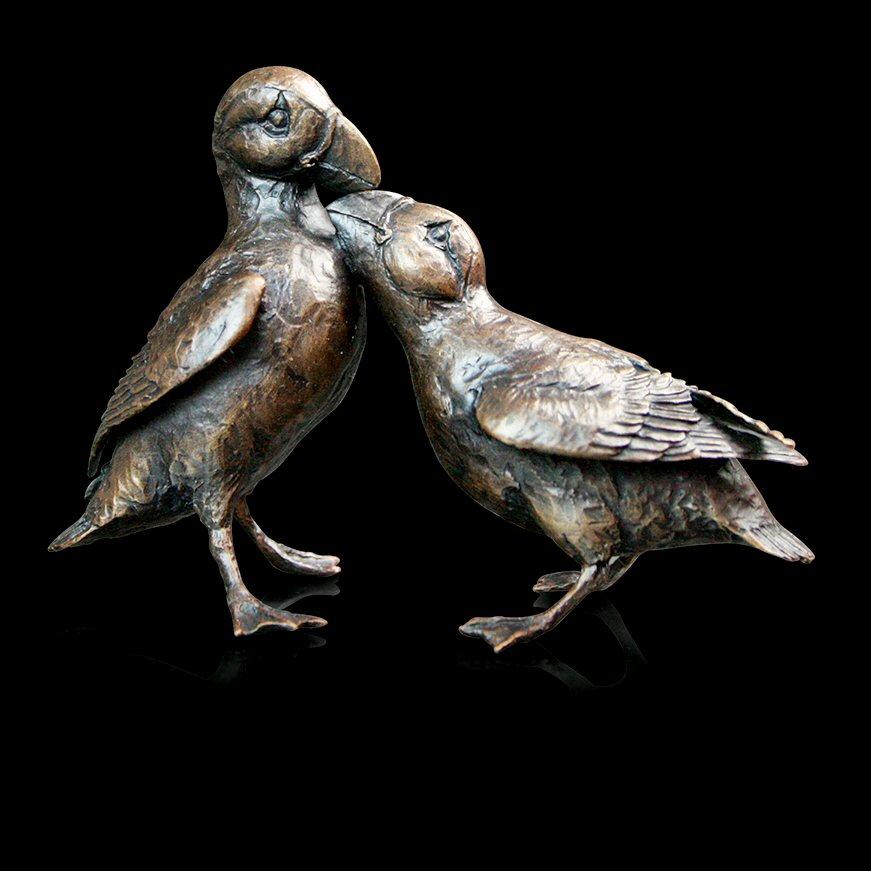 Puffin Pair by Michael Simpson - Bronze Bird Sculpture - 611