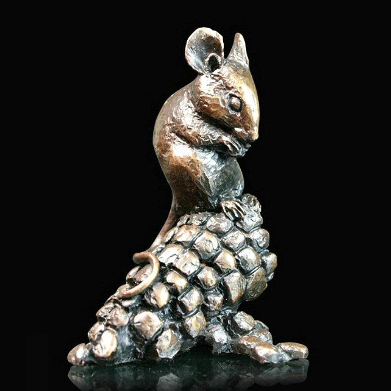 Mouse with Corn  (737) in bronze by Michael Simpson